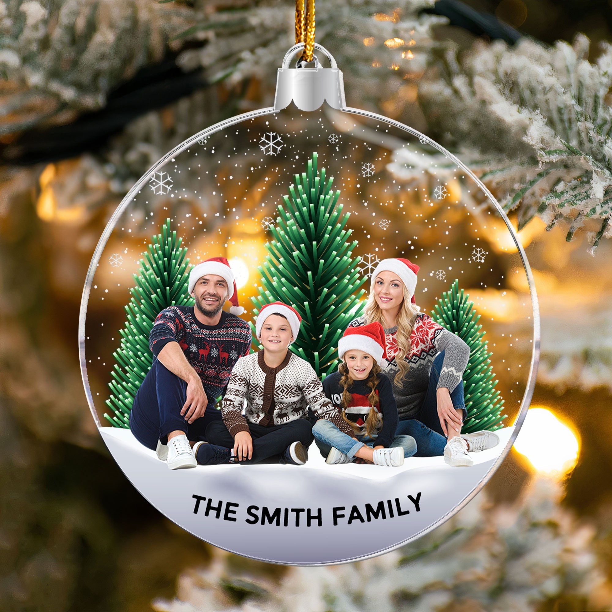 Family Snowflakes - Personalized Acrylic Photo Ornament ORNA1210