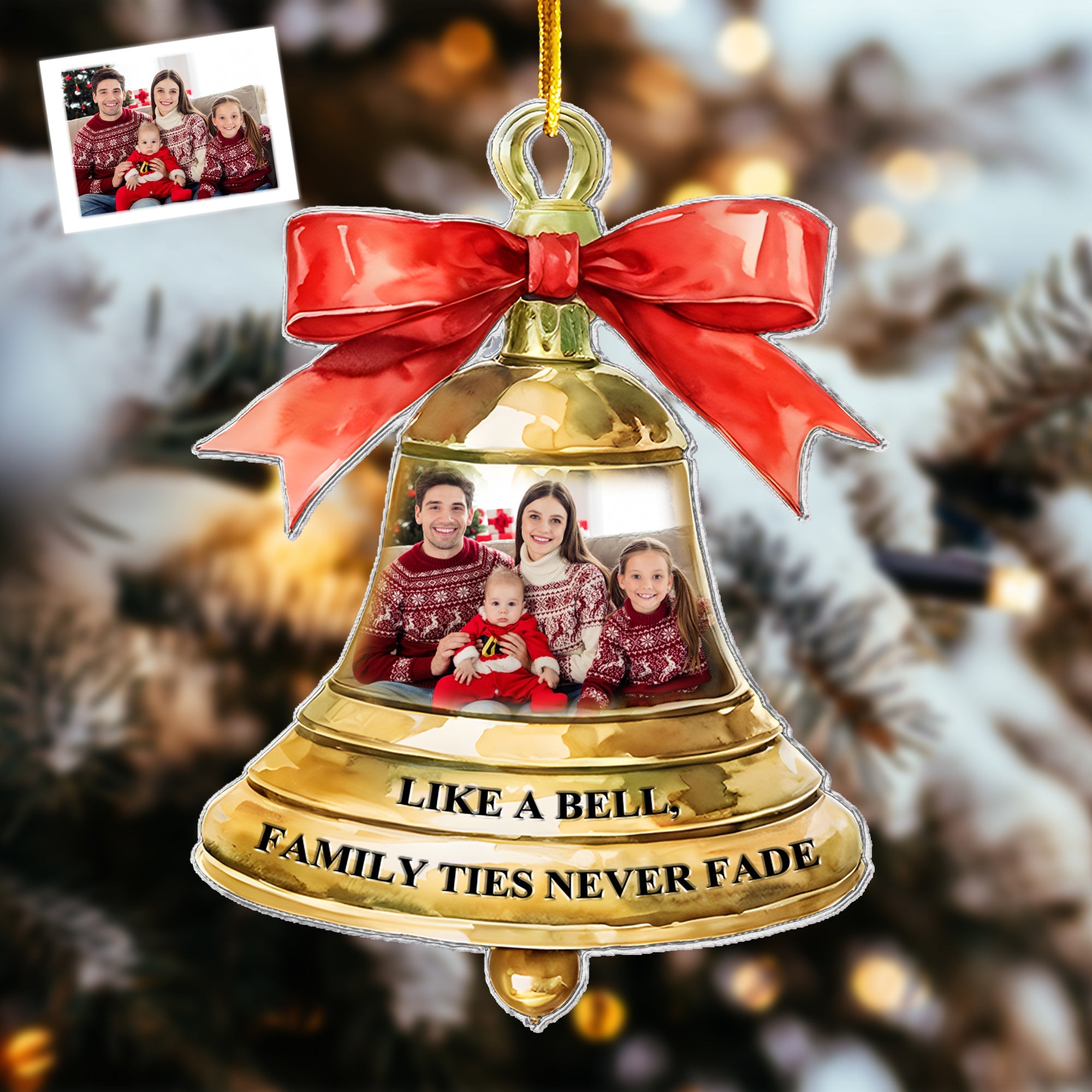 Family Ties Never Fade - Personalized Acrylic Photo Ornament ORN0810