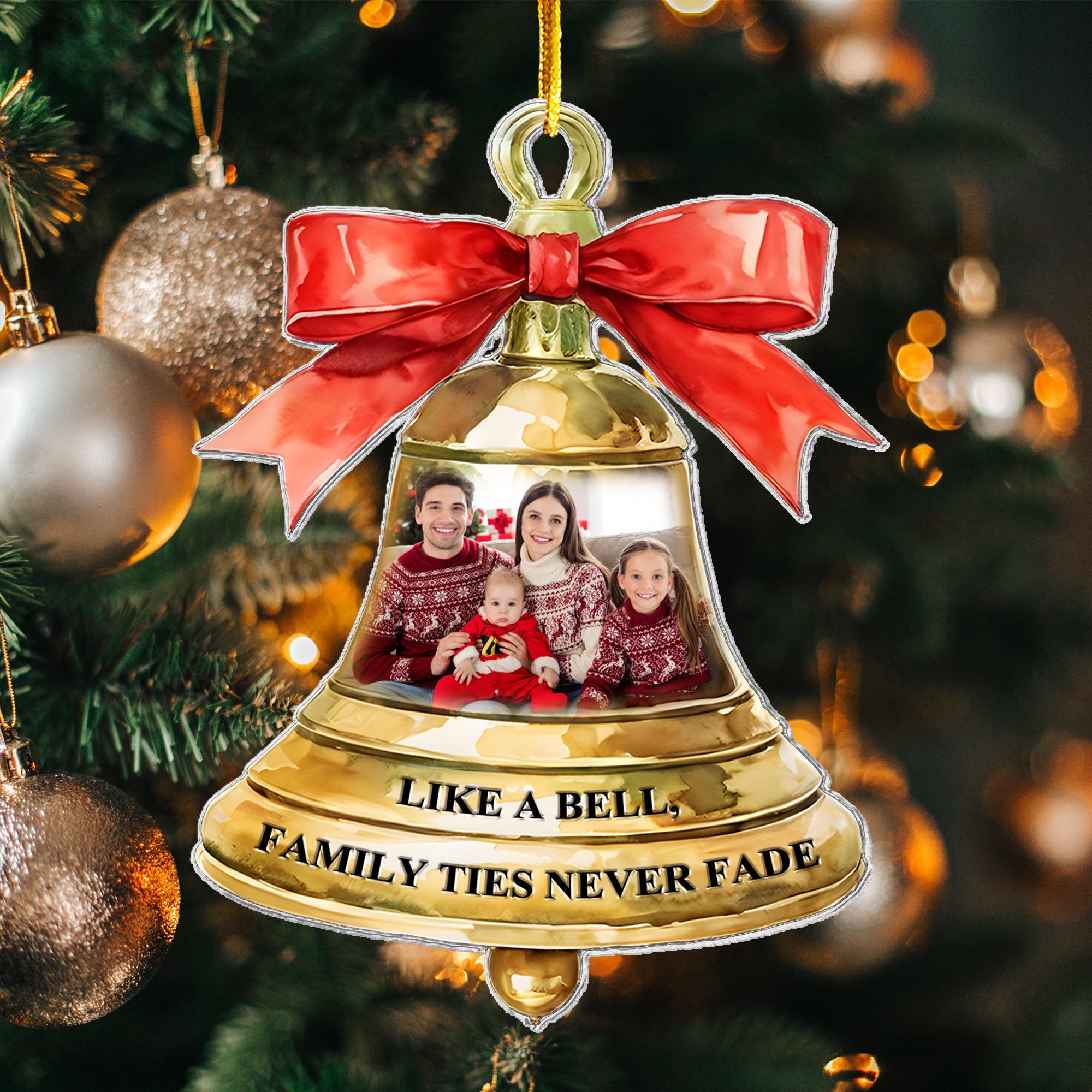 Family Ties Never Fade - Personalized Acrylic Photo Ornament ORN0810