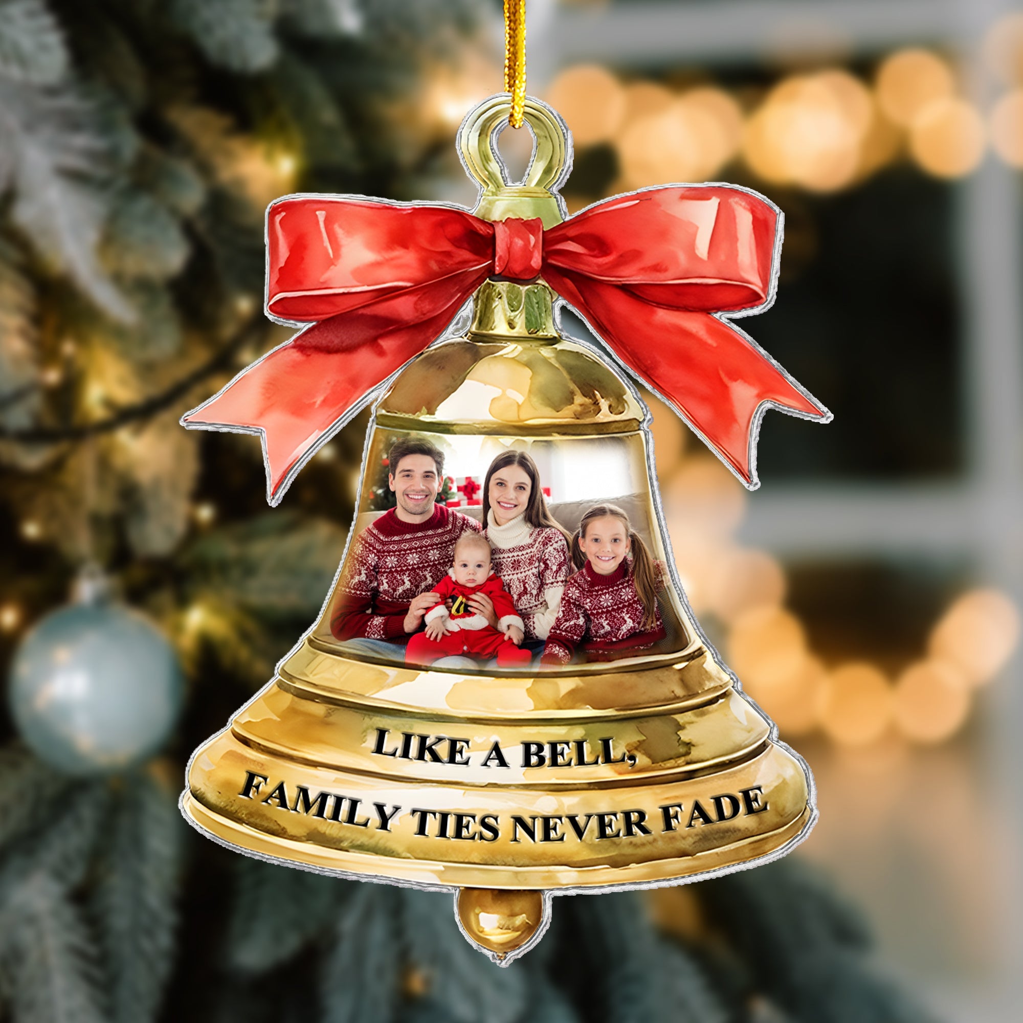 Family Ties Never Fade - Personalized Acrylic Photo Ornament ORN0810
