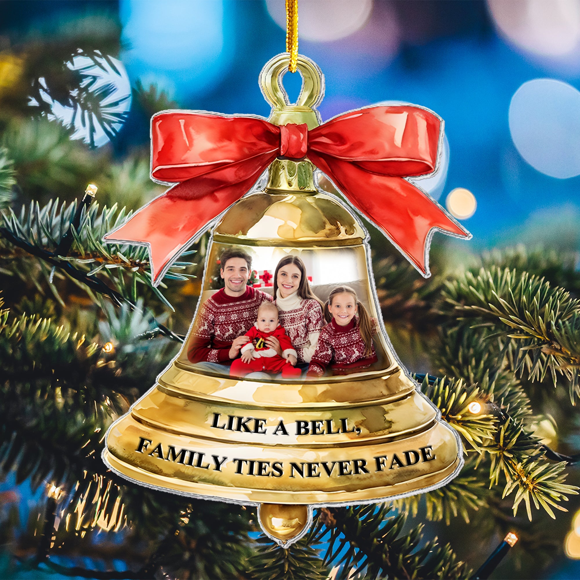 Family Ties Never Fade - Personalized Acrylic Photo Ornament ORN0810