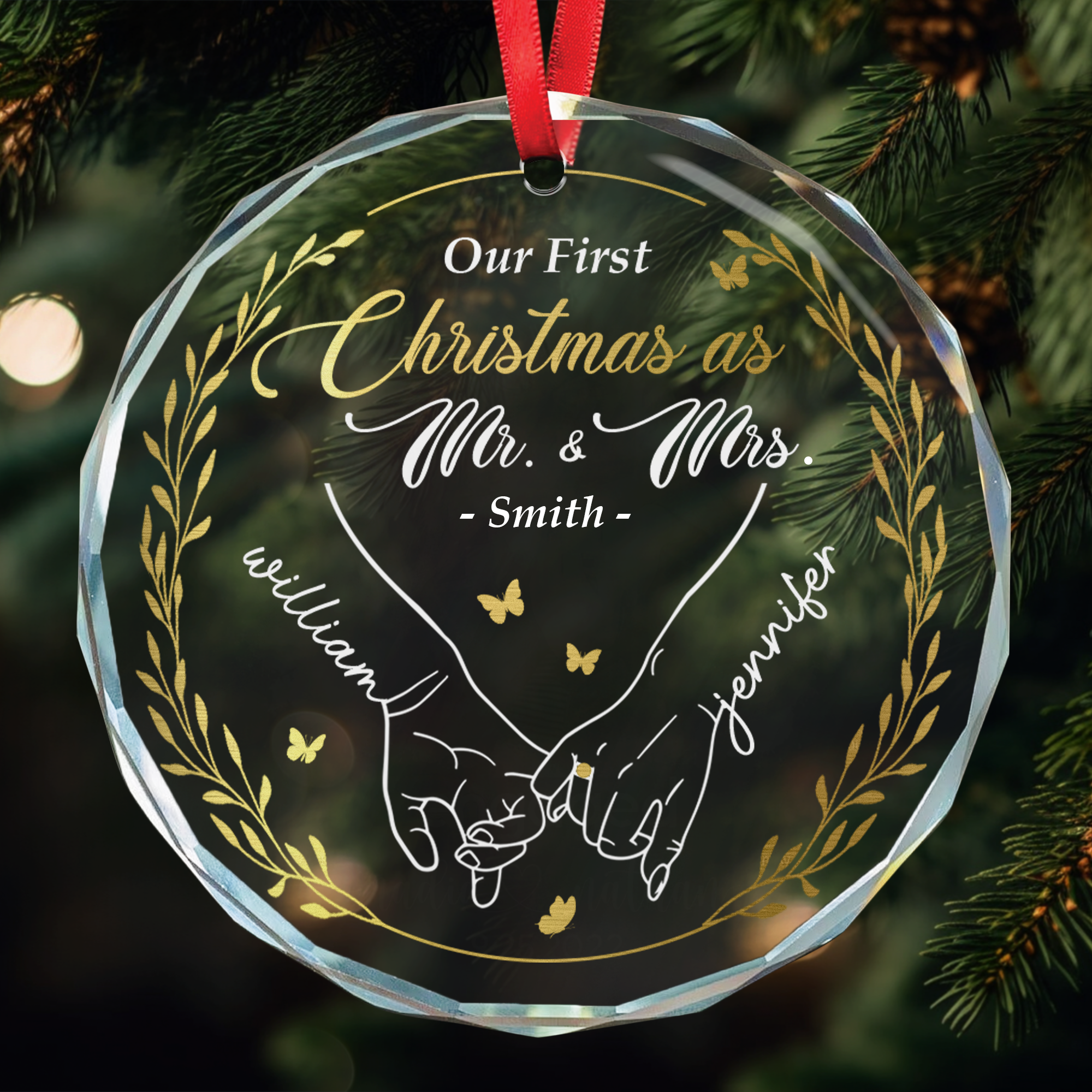 First Christmas As Mr. & Mrs. - Personalized Glass Ornament ORN0810