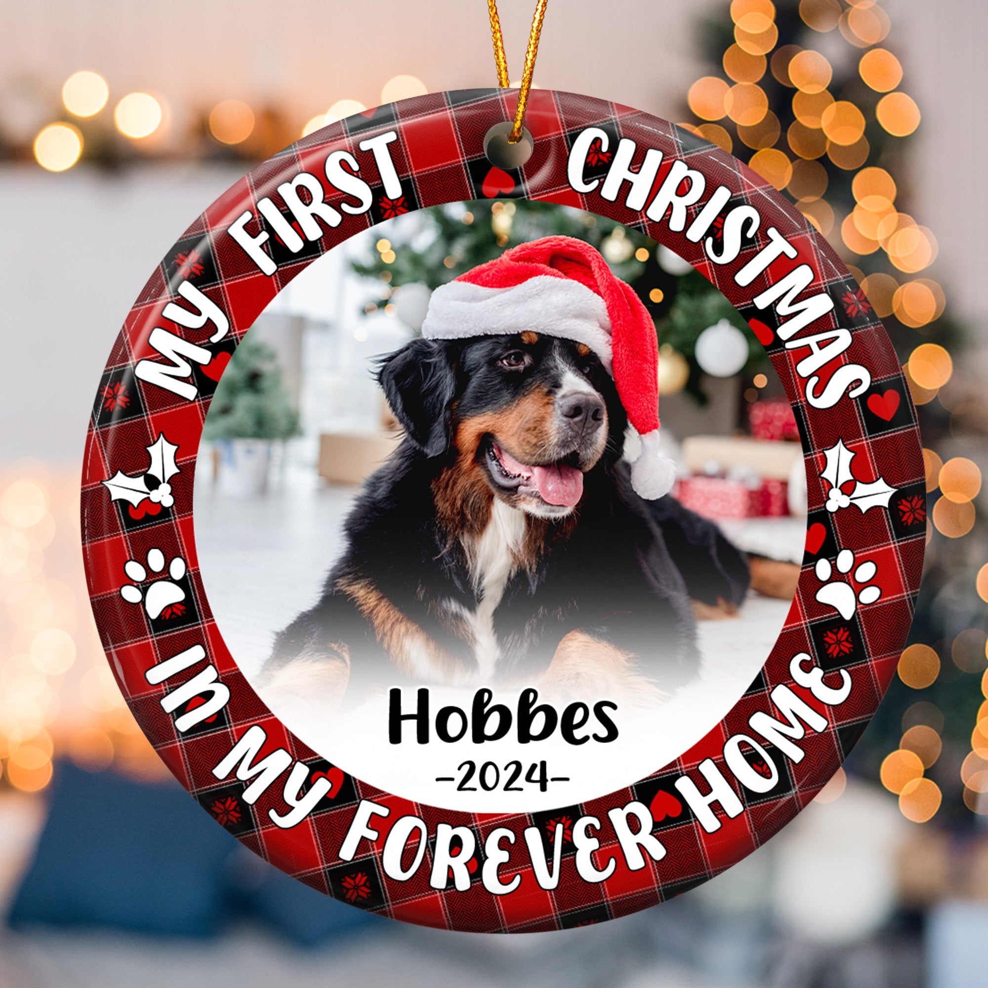 First Christmas Dog Cat - Personalized Ceramic Photo Ornament ORN0810