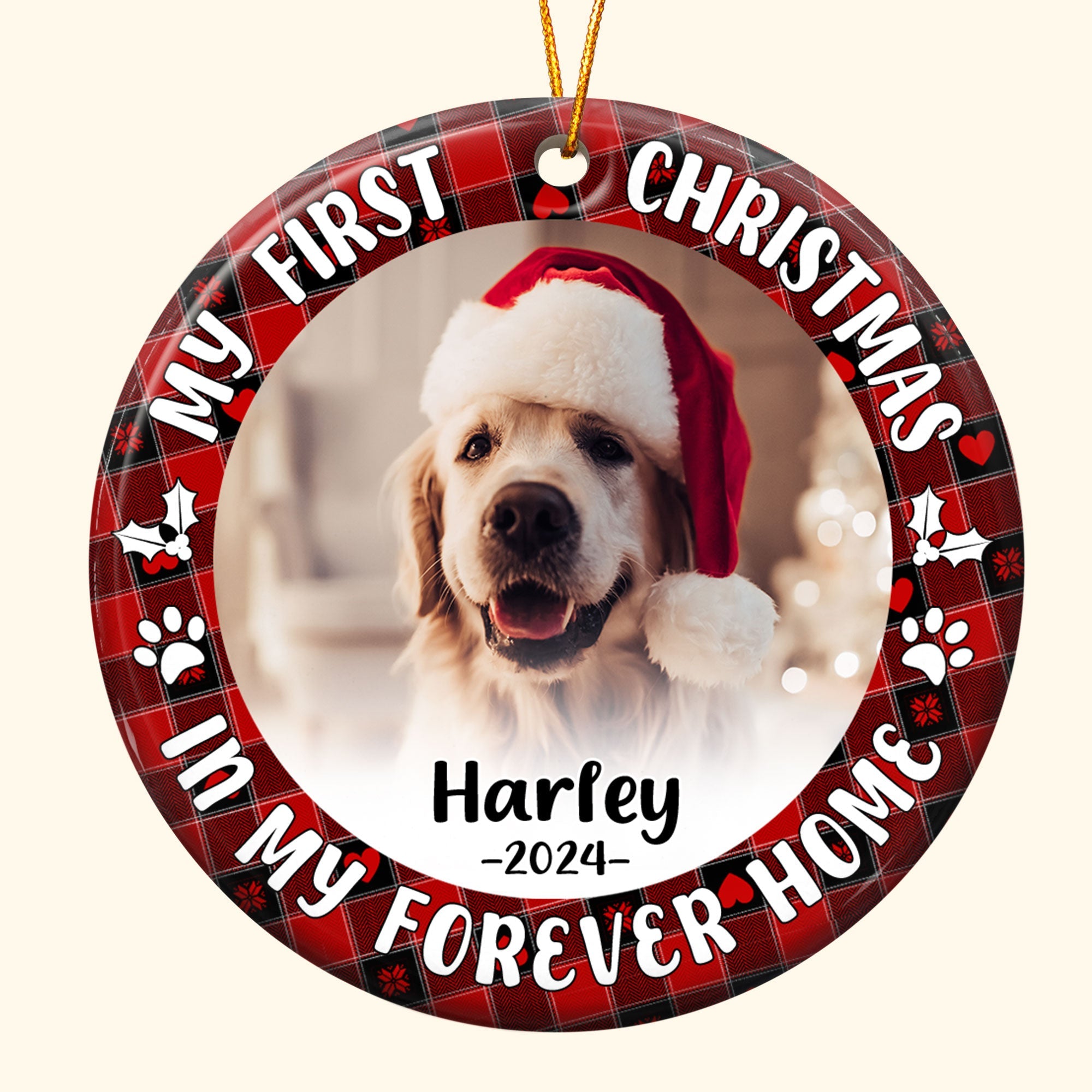 First Christmas Dog Cat - Personalized Ceramic Photo Ornament ORN0810