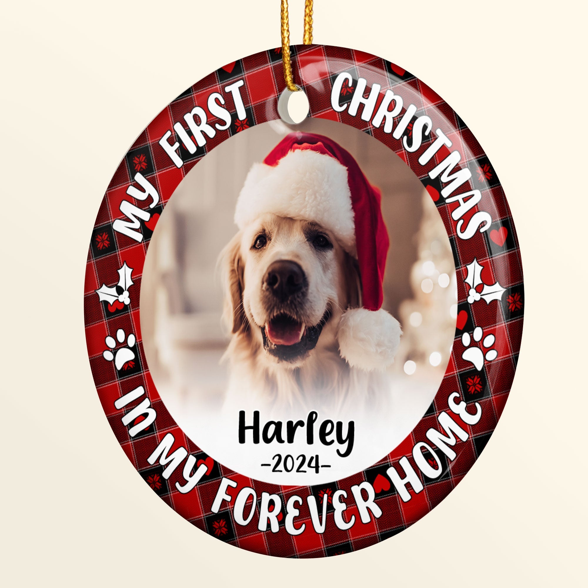 First Christmas Dog Cat - Personalized Ceramic Photo Ornament ORN0810