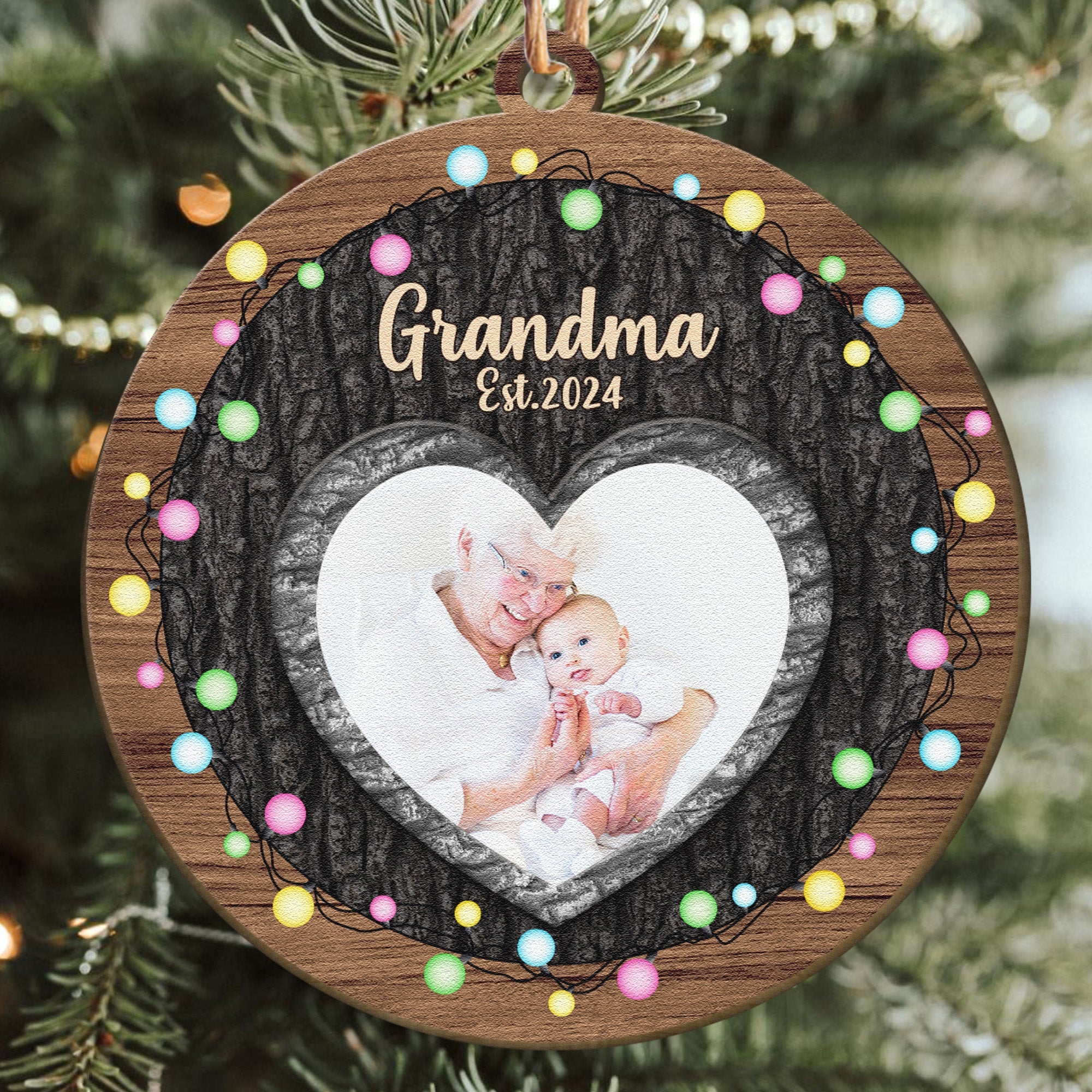 First Christmas Grandma - Personalized Wooden Photo Ornament ORN0810