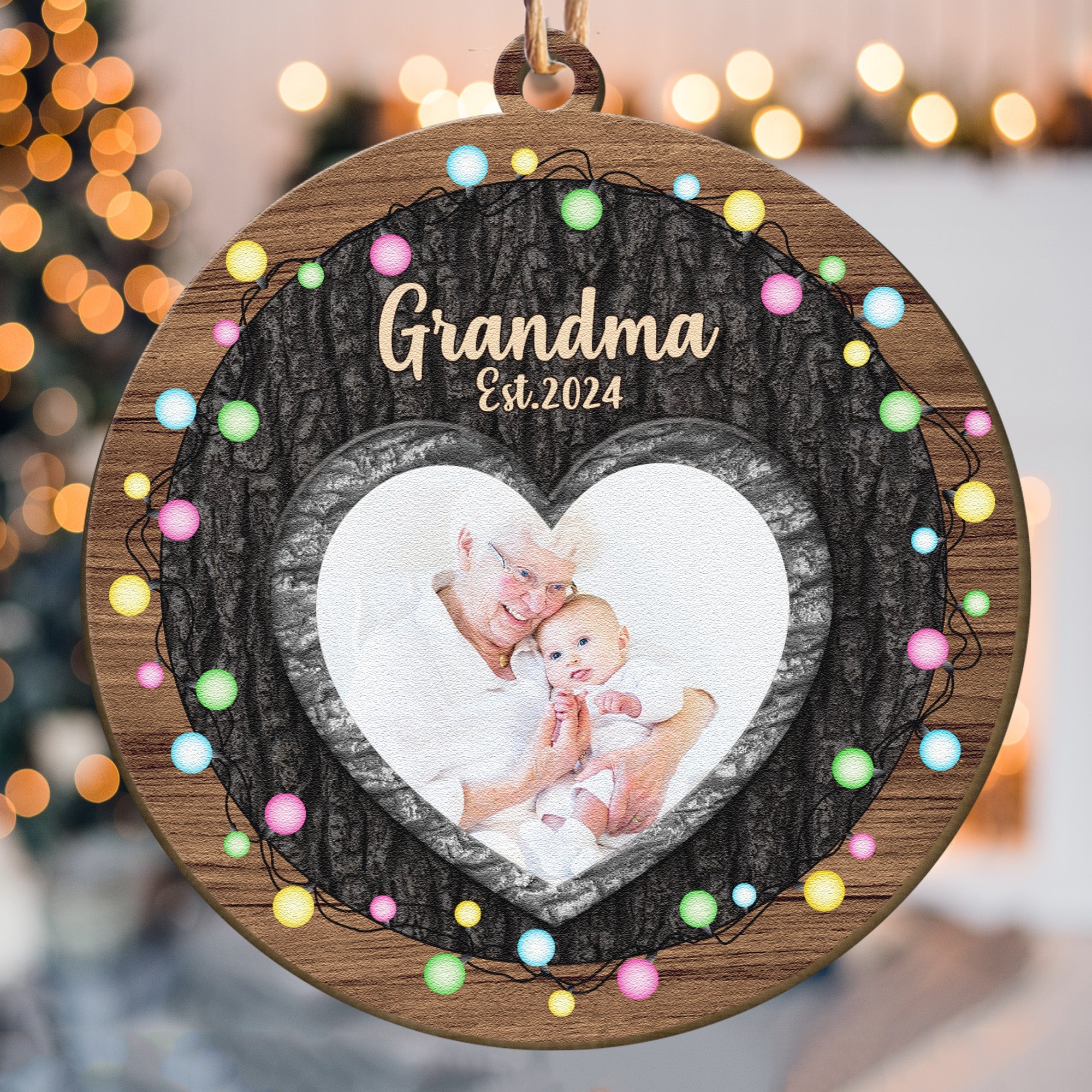 First Christmas Grandma - Personalized Wooden Photo Ornament ORN0810