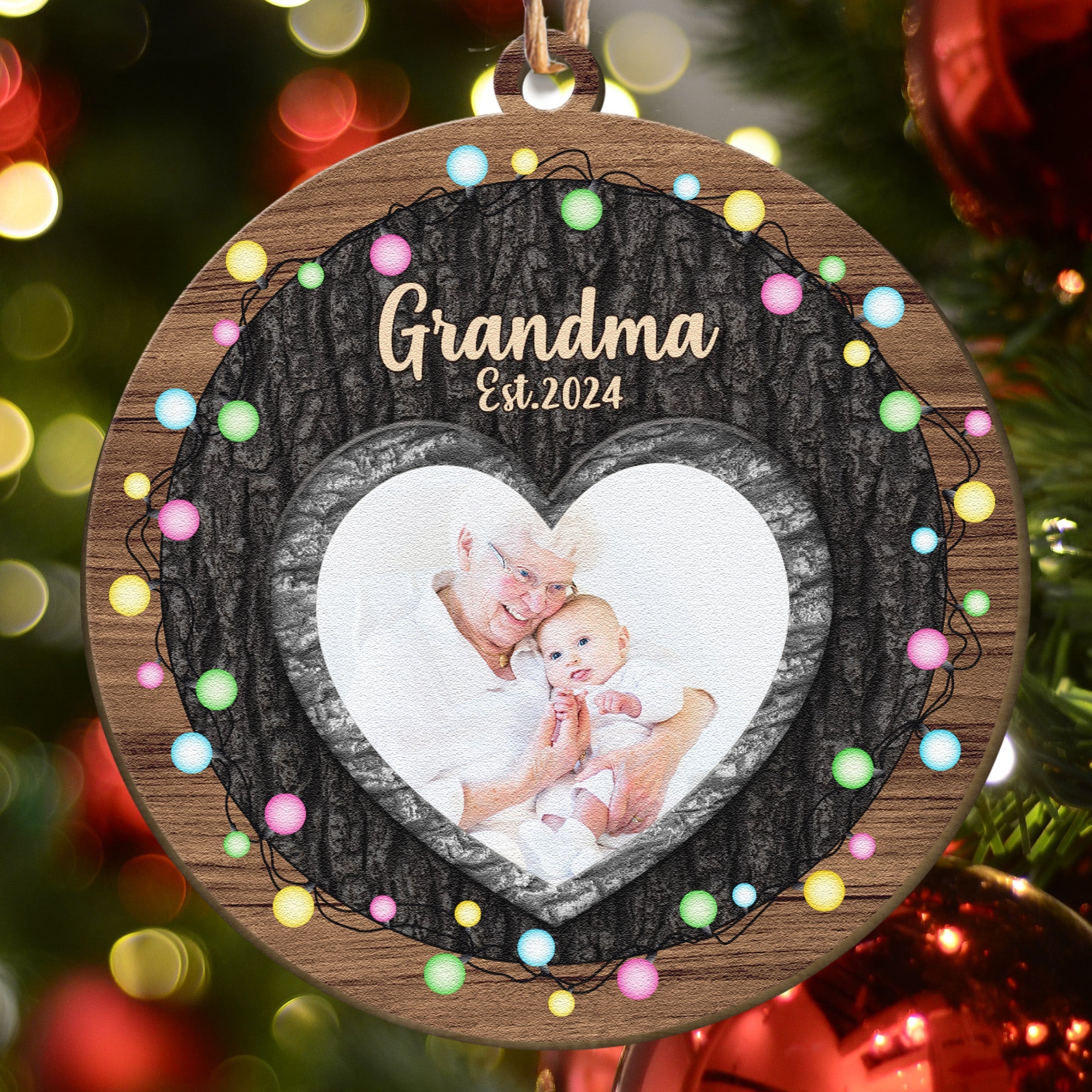First Christmas Grandma - Personalized Wooden Photo Ornament ORN0810