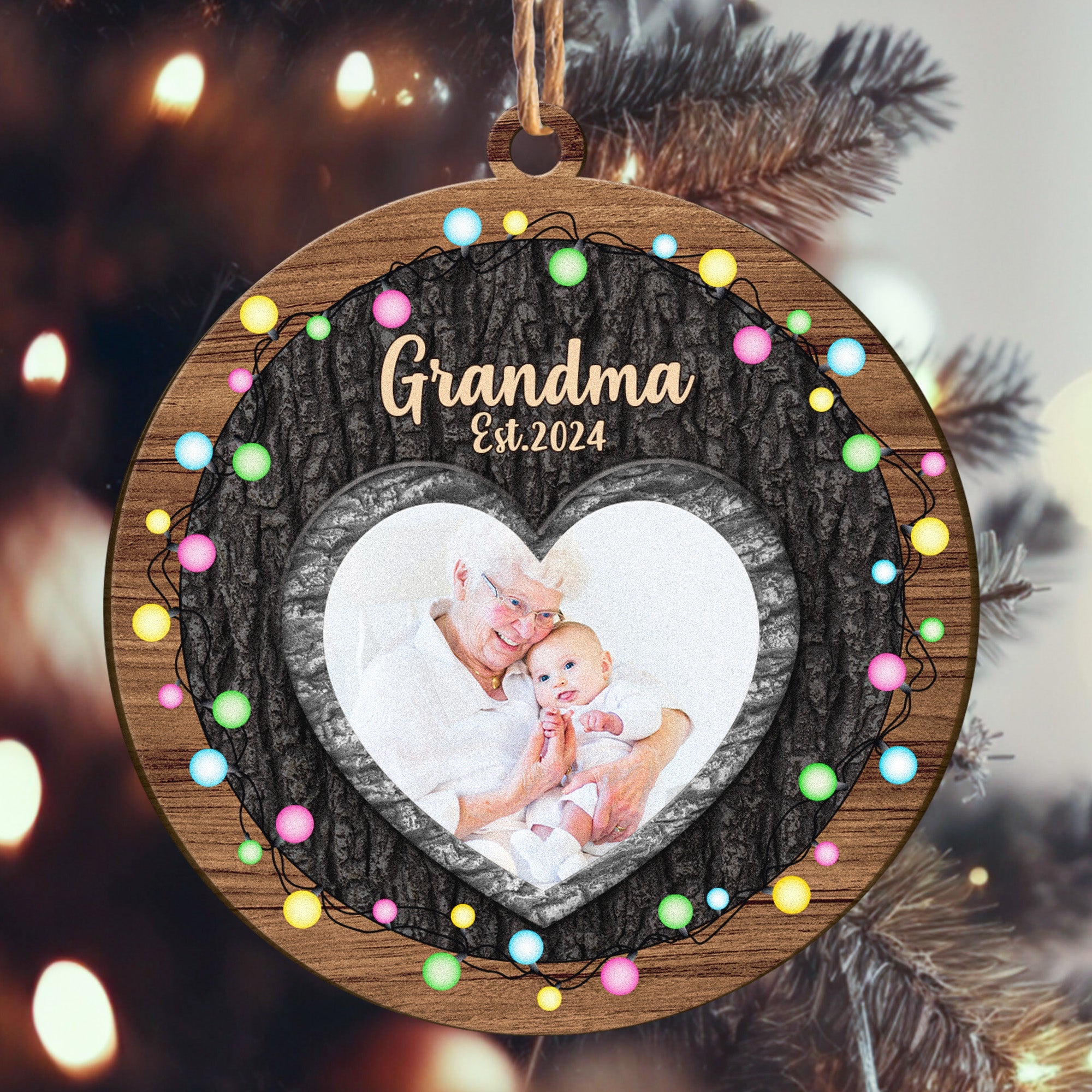 First Christmas Grandma - Personalized Wooden Photo Ornament ORN0810