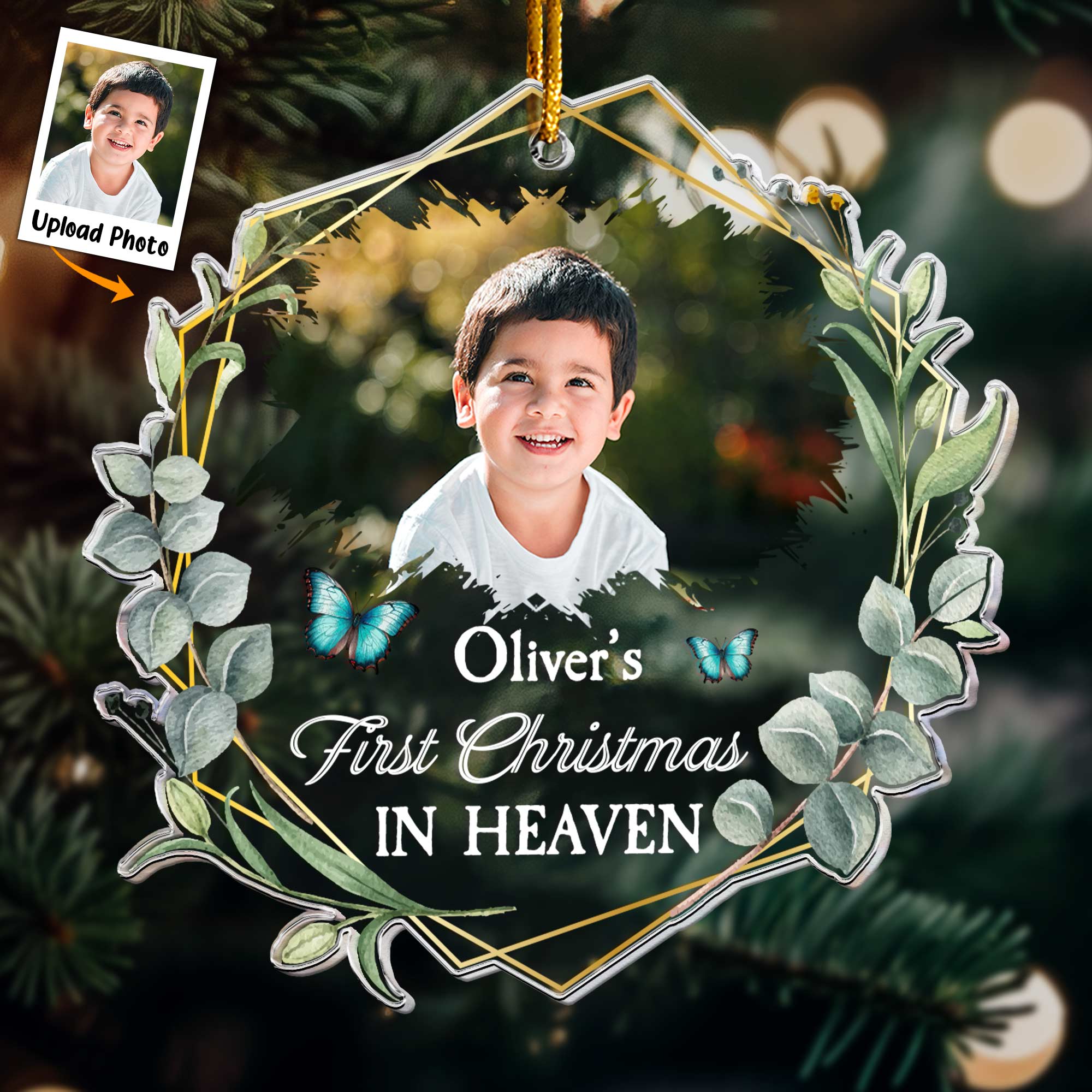 First Christmas In Heaven - Personalized Acrylic Photo Ornament ORN0810