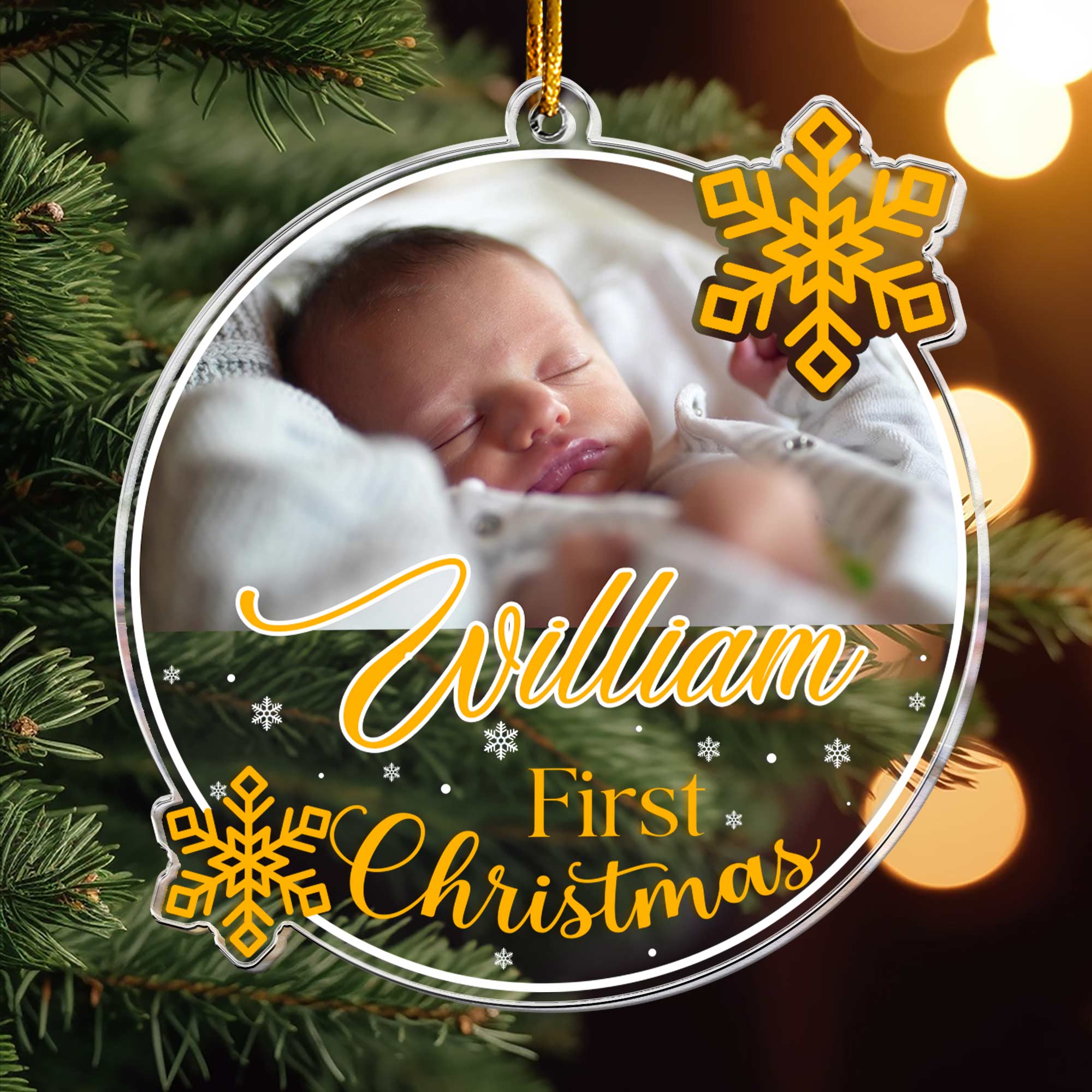 First Christmas of Baby - Personalized Acrylic Photo Ornament ORN0810