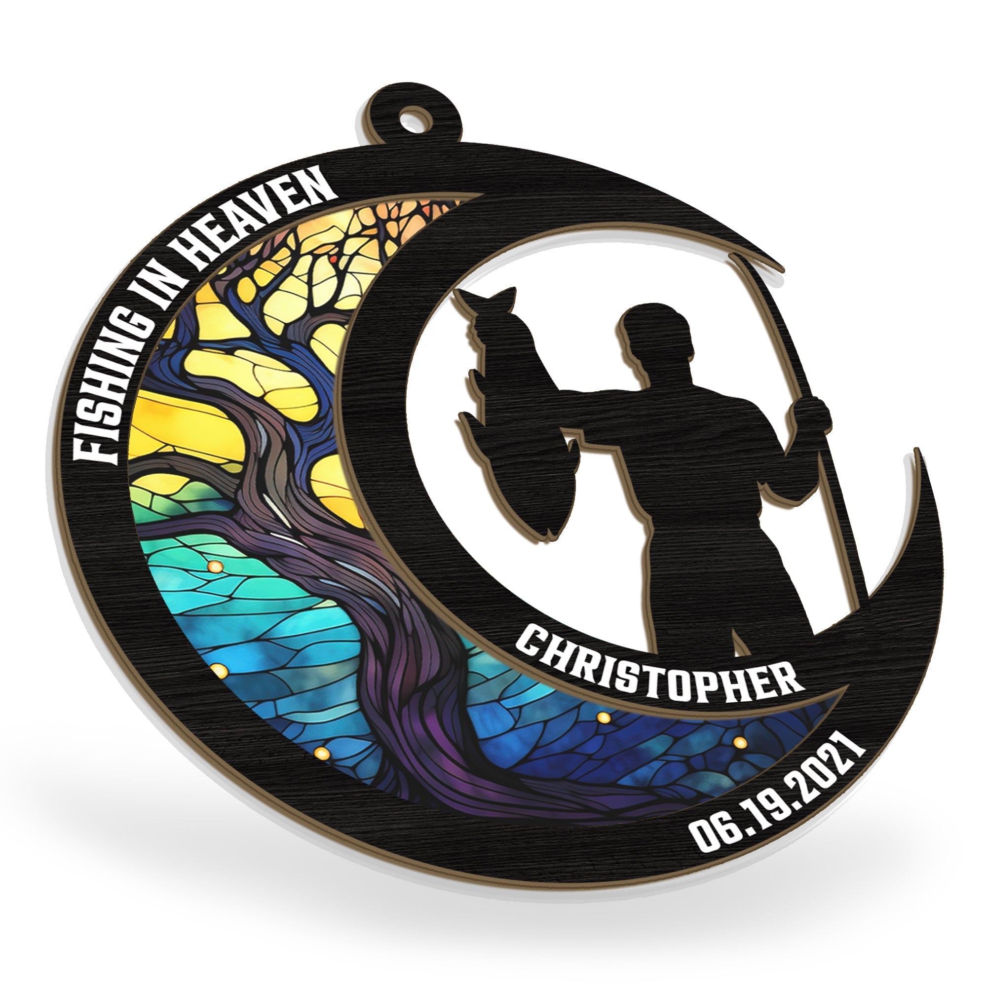 Fishing In Heaven - Personalized Suncatcher Ornament ORN0810