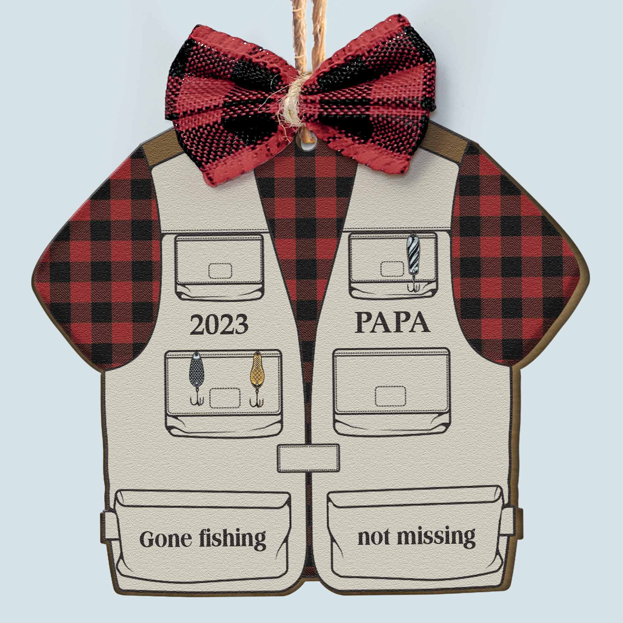 Fishing Vest - Personalized Wooden Ornament ORN0810