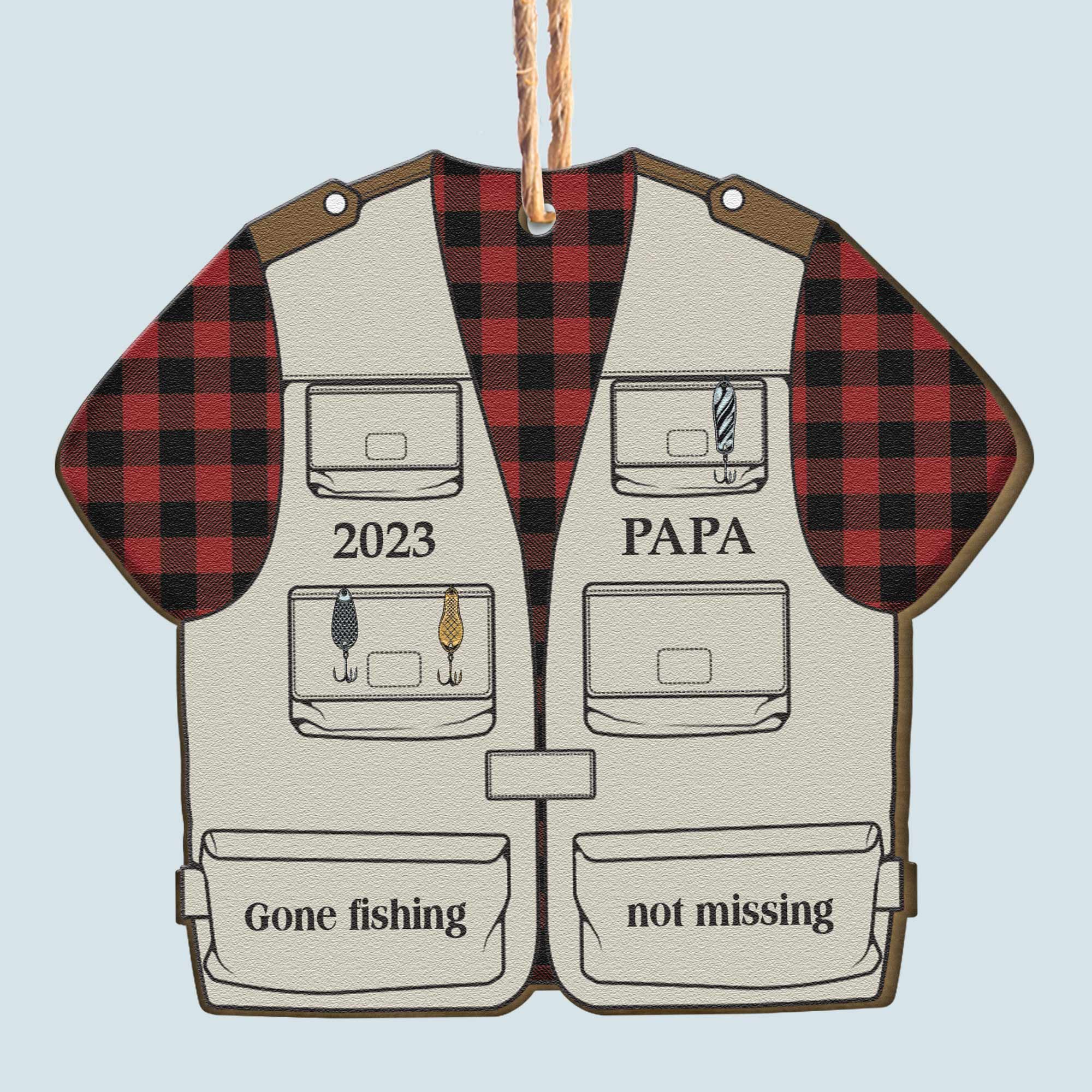 Fishing Vest - Personalized Wooden Ornament ORNA1210