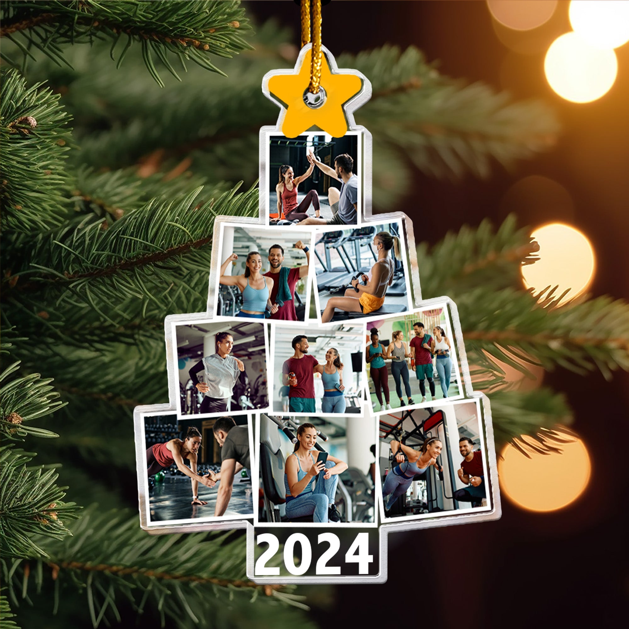 Fitness Photo Christmas Tree - Personalized Acrylic Photo Ornament ORN0810