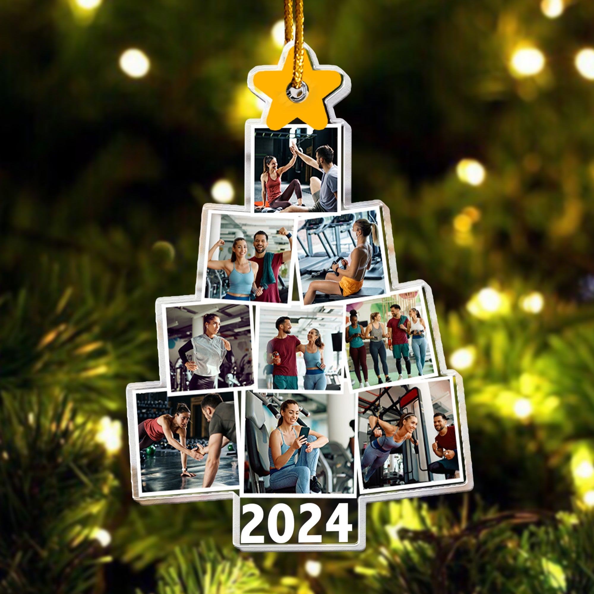 Fitness Photo Christmas Tree - Personalized Acrylic Photo Ornament ORN0810