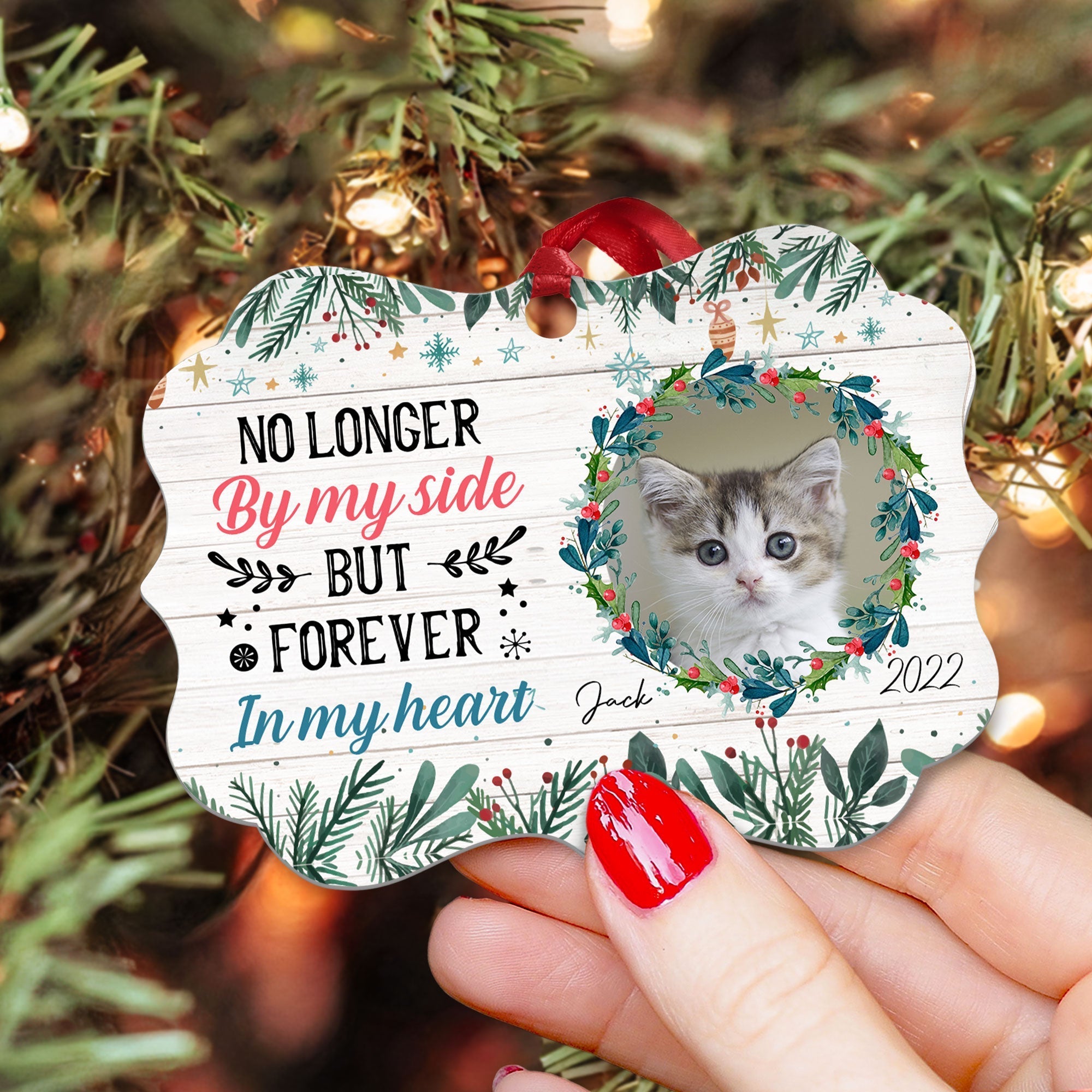 Forever In My Heart - Personalized Aluminum Ornament - Christmas, Memorial Gift For Pet Loss Owners, Cat Lover, Dog Lover ORN0810