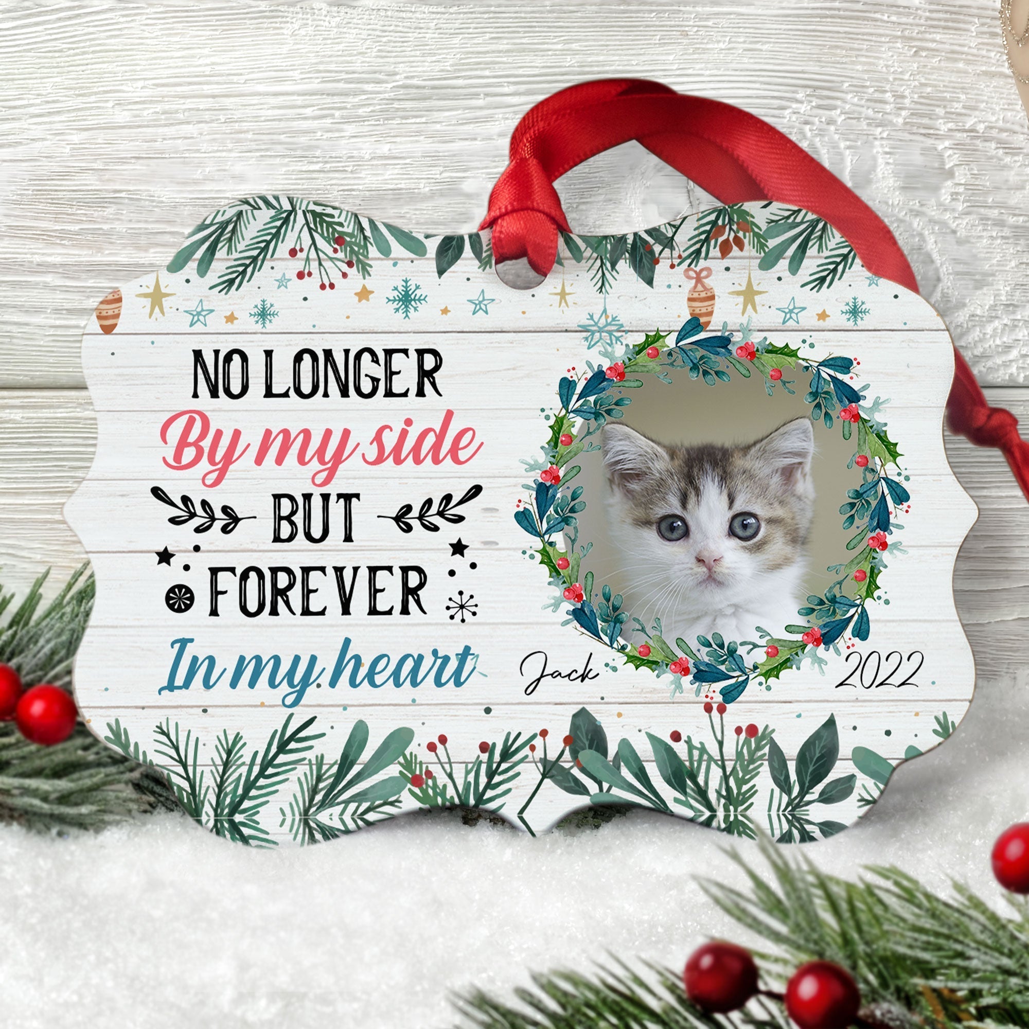 Forever In My Heart - Personalized Aluminum Ornament - Christmas, Memorial Gift For Pet Loss Owners, Cat Lover, Dog Lover ORNA1210