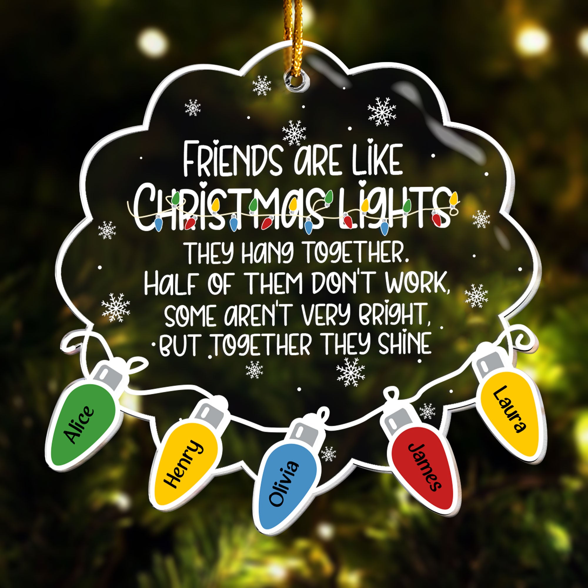 Friends Are Like Christmas Lights - Personalized Acrylic Ornament ORN0810