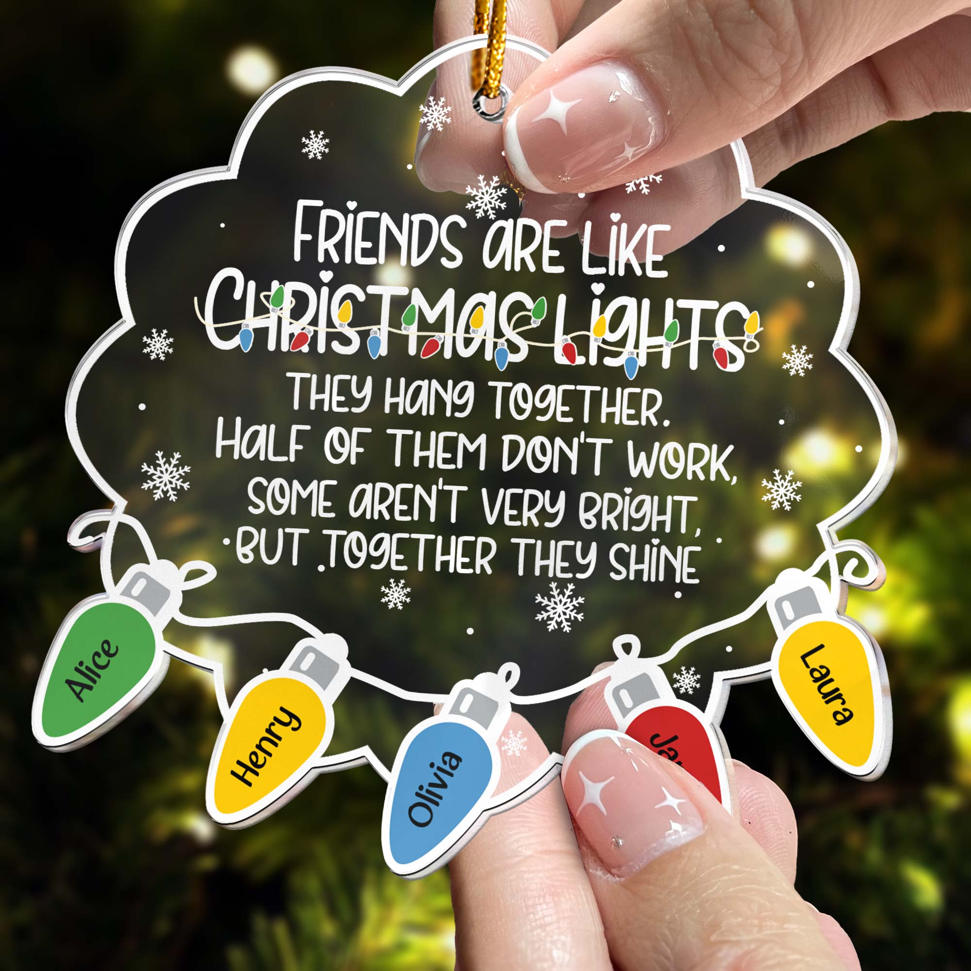 Friends Are Like Christmas Lights - Personalized Acrylic Ornament ORN0810