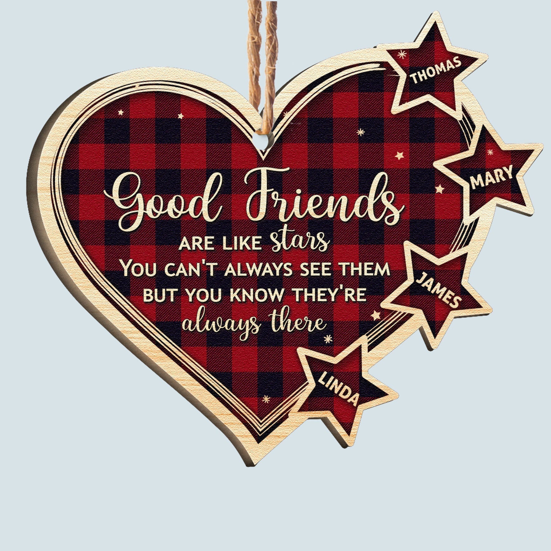 Friends Are Like Star - Personalized Wooden Ornament - Christmas Gift For Family ORNA1210