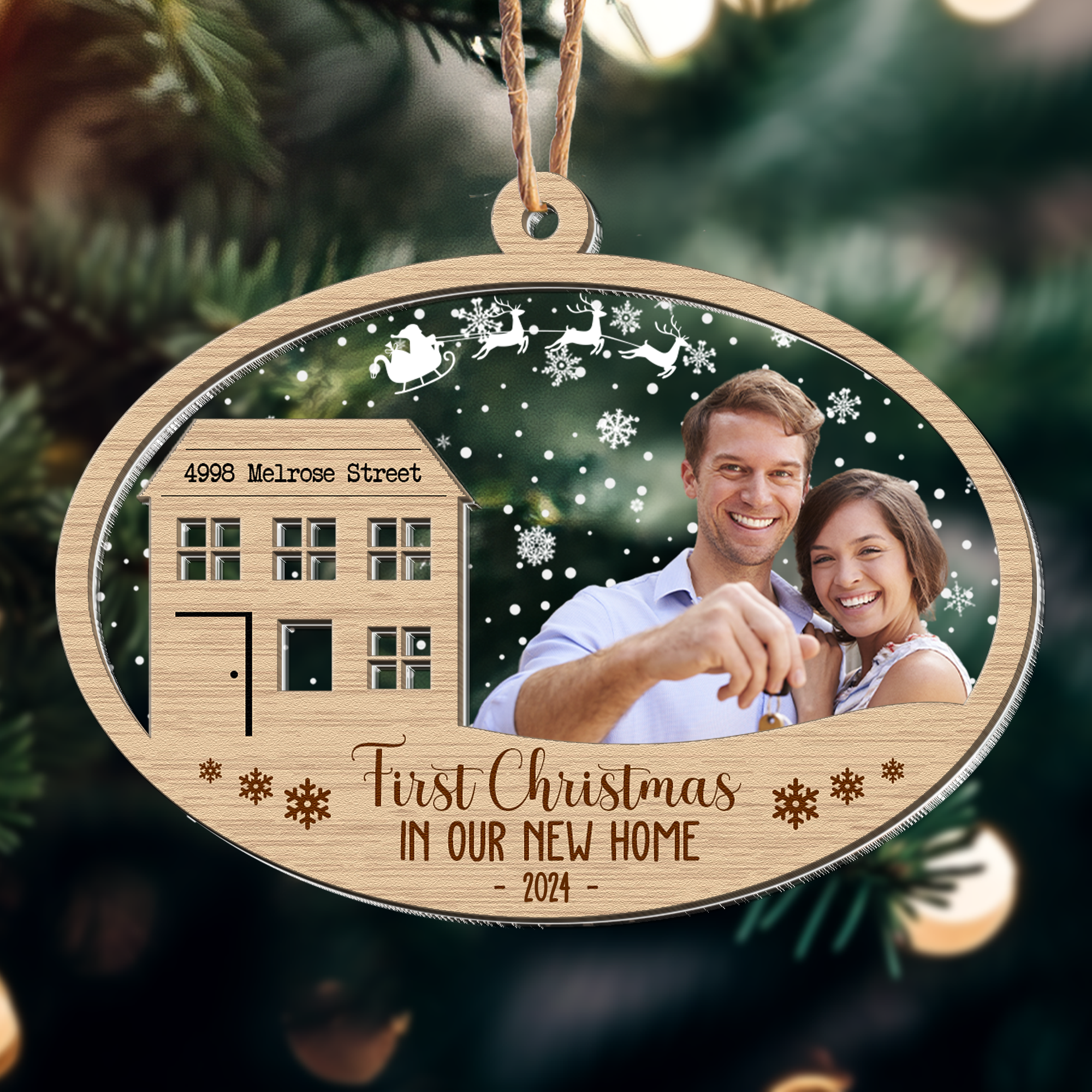 First Christmas New Home - Personalized Photo Wood And Acrylic Ornament ORN0810
