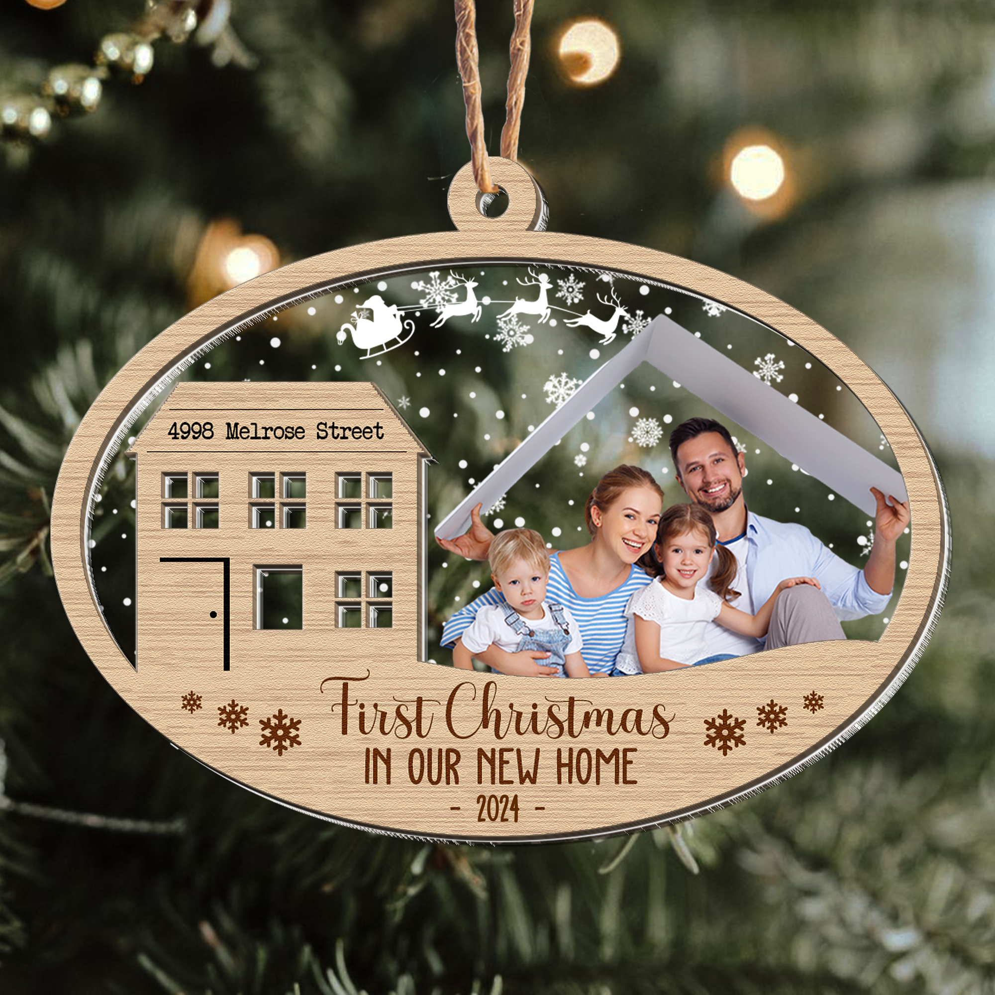 First Christmas New Home - Personalized Photo Wood And Acrylic Ornament ORN0810