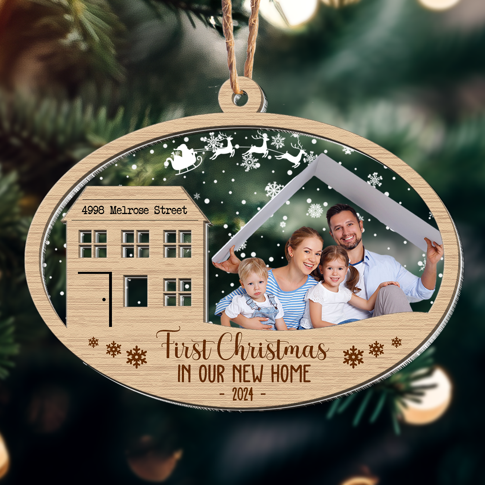 First Christmas New Home - Personalized Photo Wood And Acrylic Ornament ORN0810