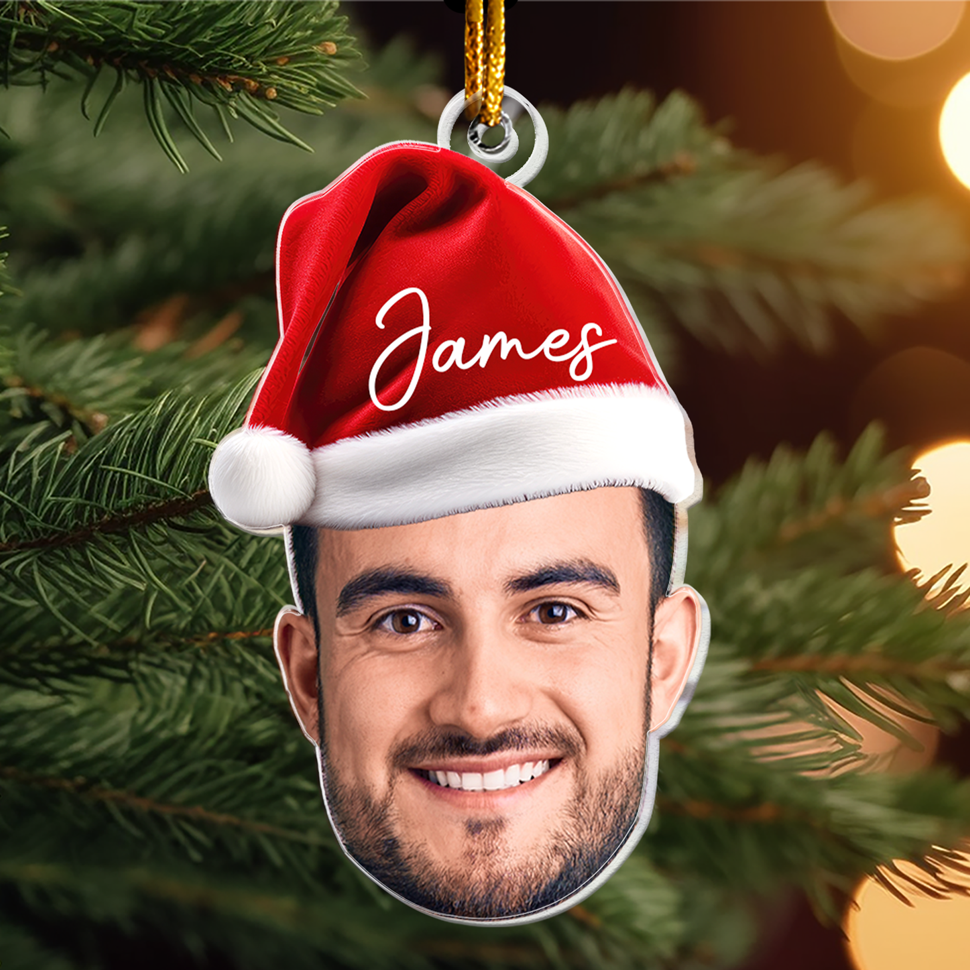 Funny Christmas Face - Personalized Family Photo Ornament ORN0810
