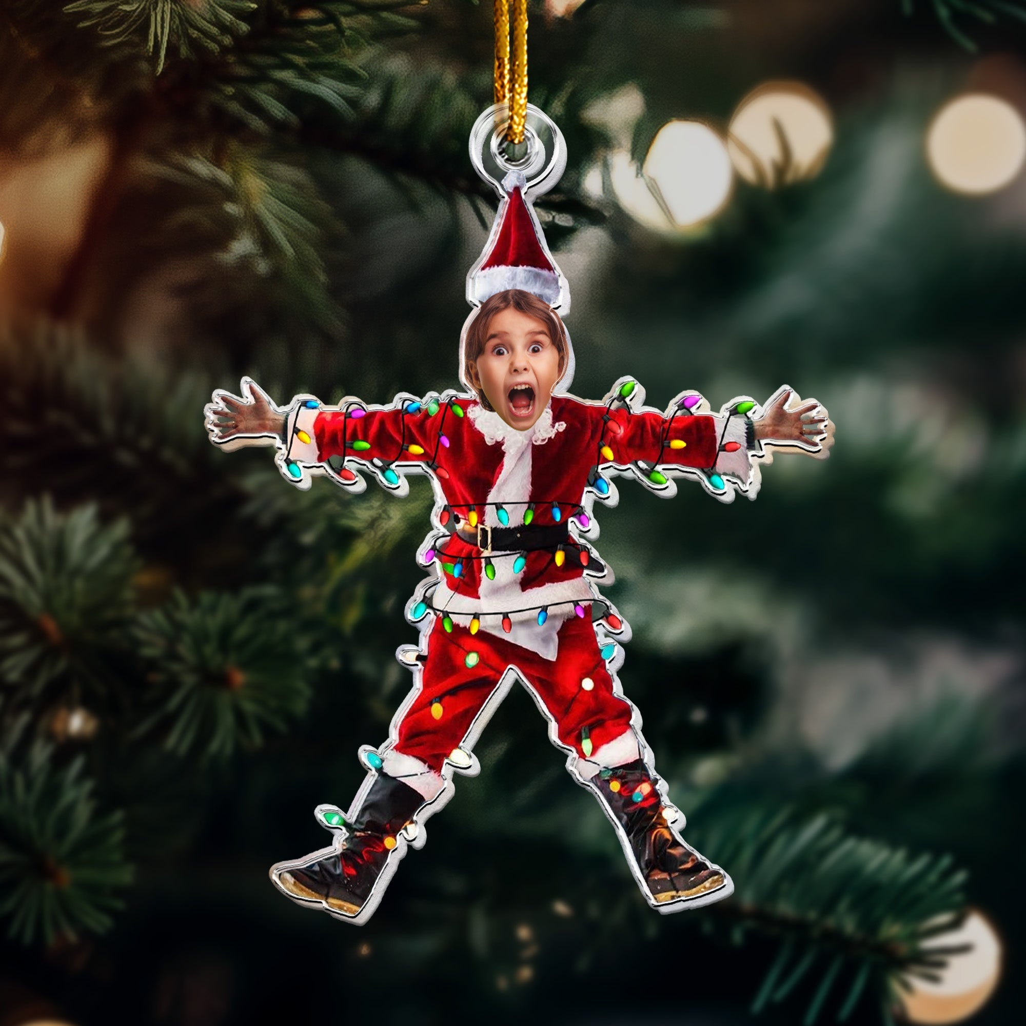 Funny Christmas Shocked Custom Face - Personalized Family Photo Ornament ORN0810