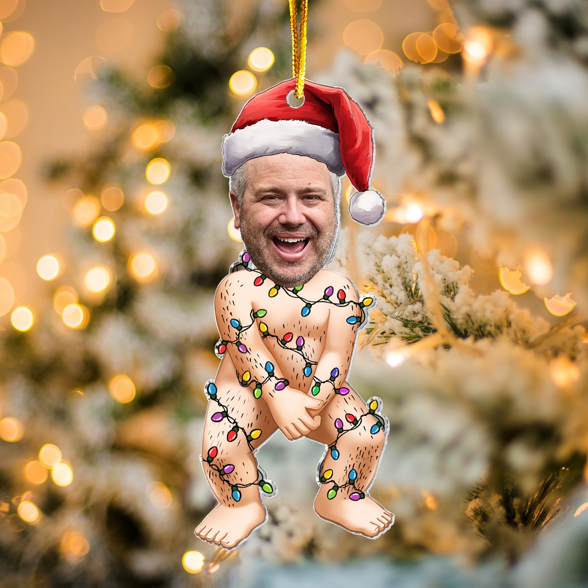 Funny Custom Photo Christmas Led Lights - Personalized Acrylic Photo Ornament ORN0810