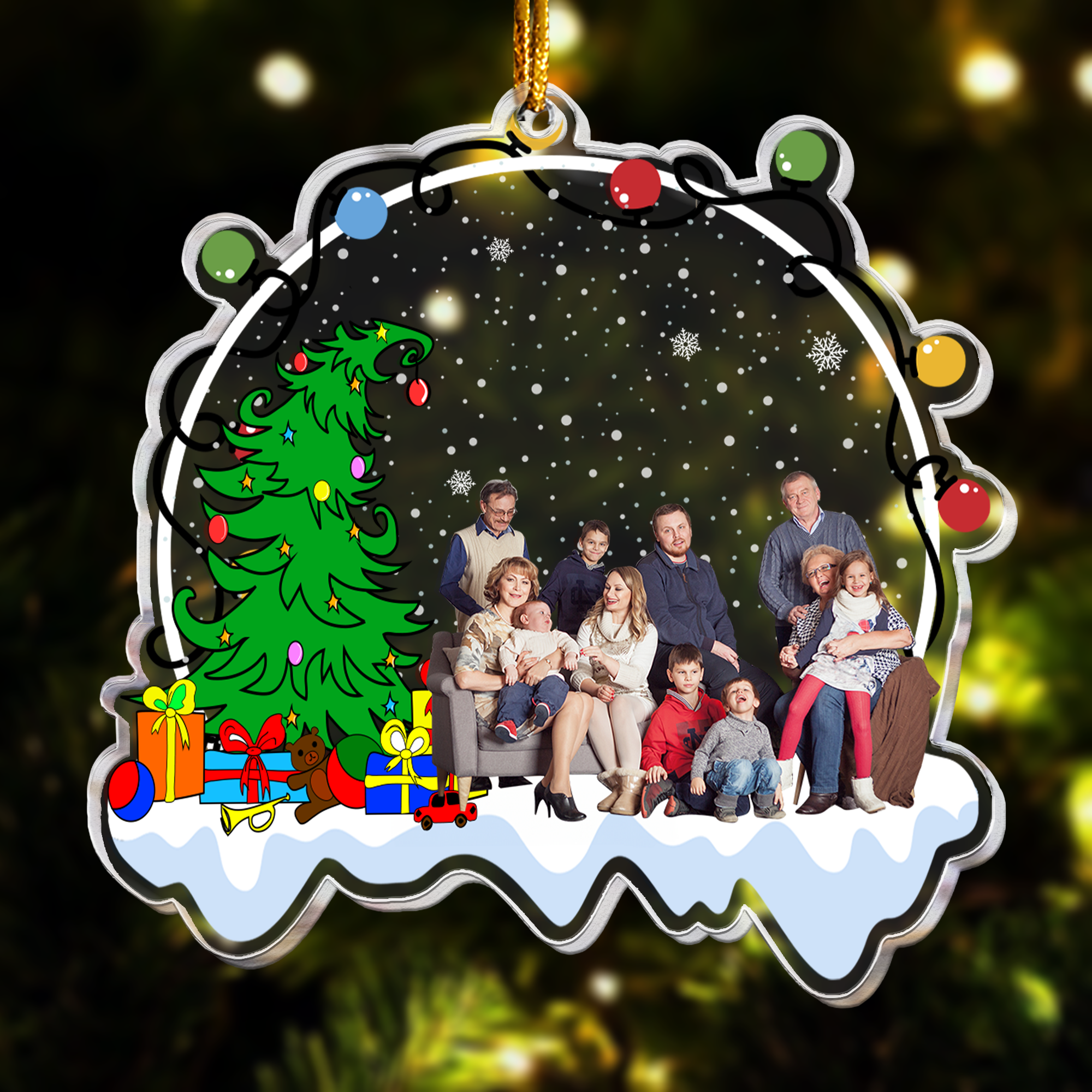 Funny Custom Photo Family, Friends Under Christmas Tree - Personalized Acrylic Photo Ornament ORN0810