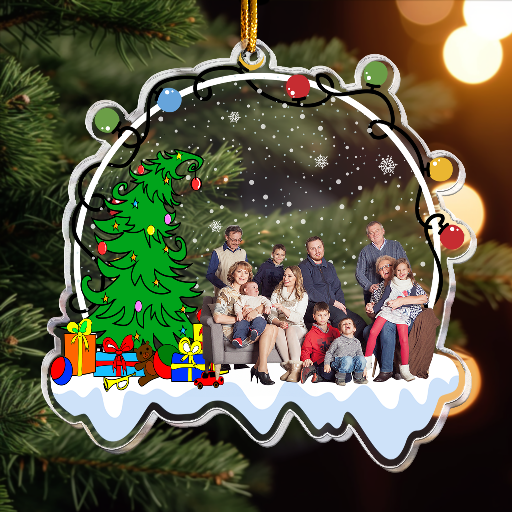 Funny Custom Photo Family, Friends Under Christmas Tree - Personalized Acrylic Photo Ornament ORN0810