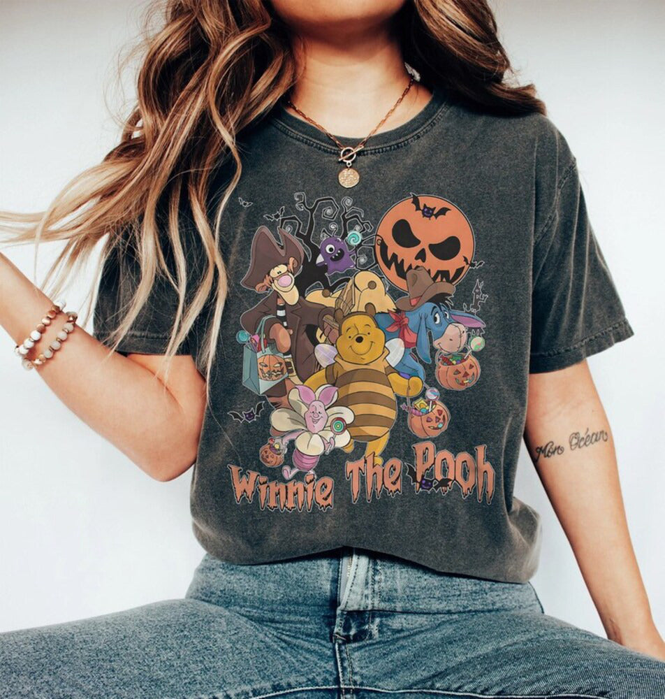Funny Pooh Halloween Shirt, Winnie The Pooh Halloween Sweatshirt, Pooh Retro Halloween Family, Disneyland Halloween Family Tee HL23