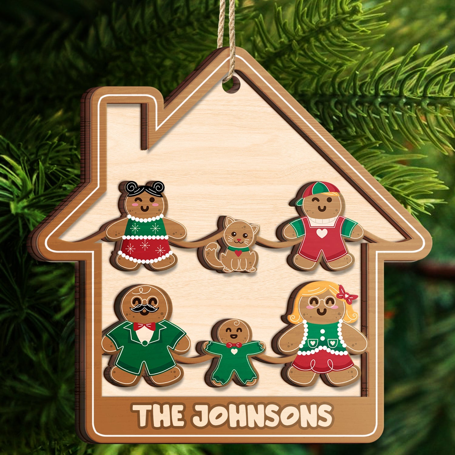 Gingerbread Cookies Pet Family - Christmas, Gift For Family - Personalized 2-Layered Wooden Ornament ORNA1210