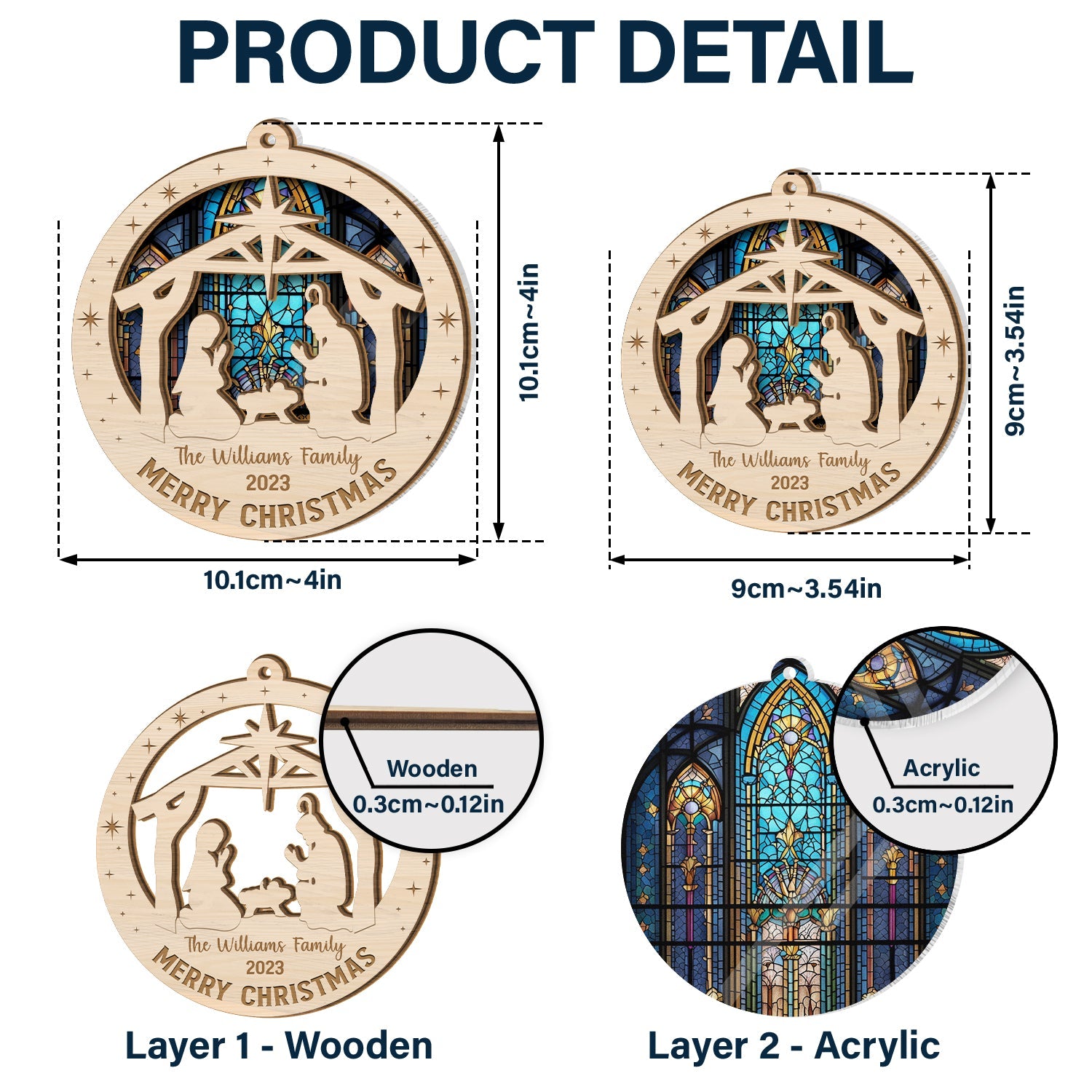 O Holy Night - Christmas, Family Gift - Personalized Suncatcher Ornament ORNA1210