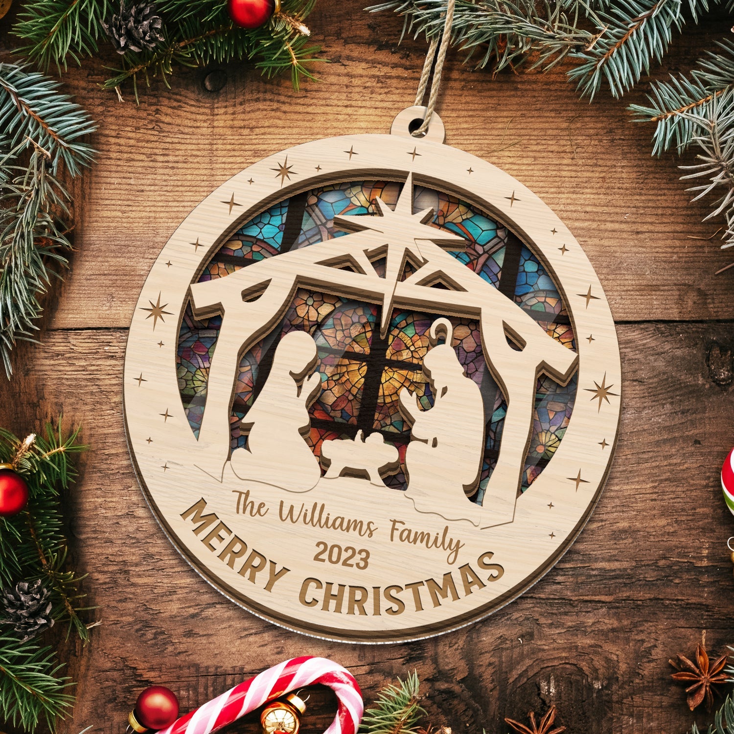 O Holy Night - Christmas, Family Gift - Personalized Suncatcher Ornament ORNA1210