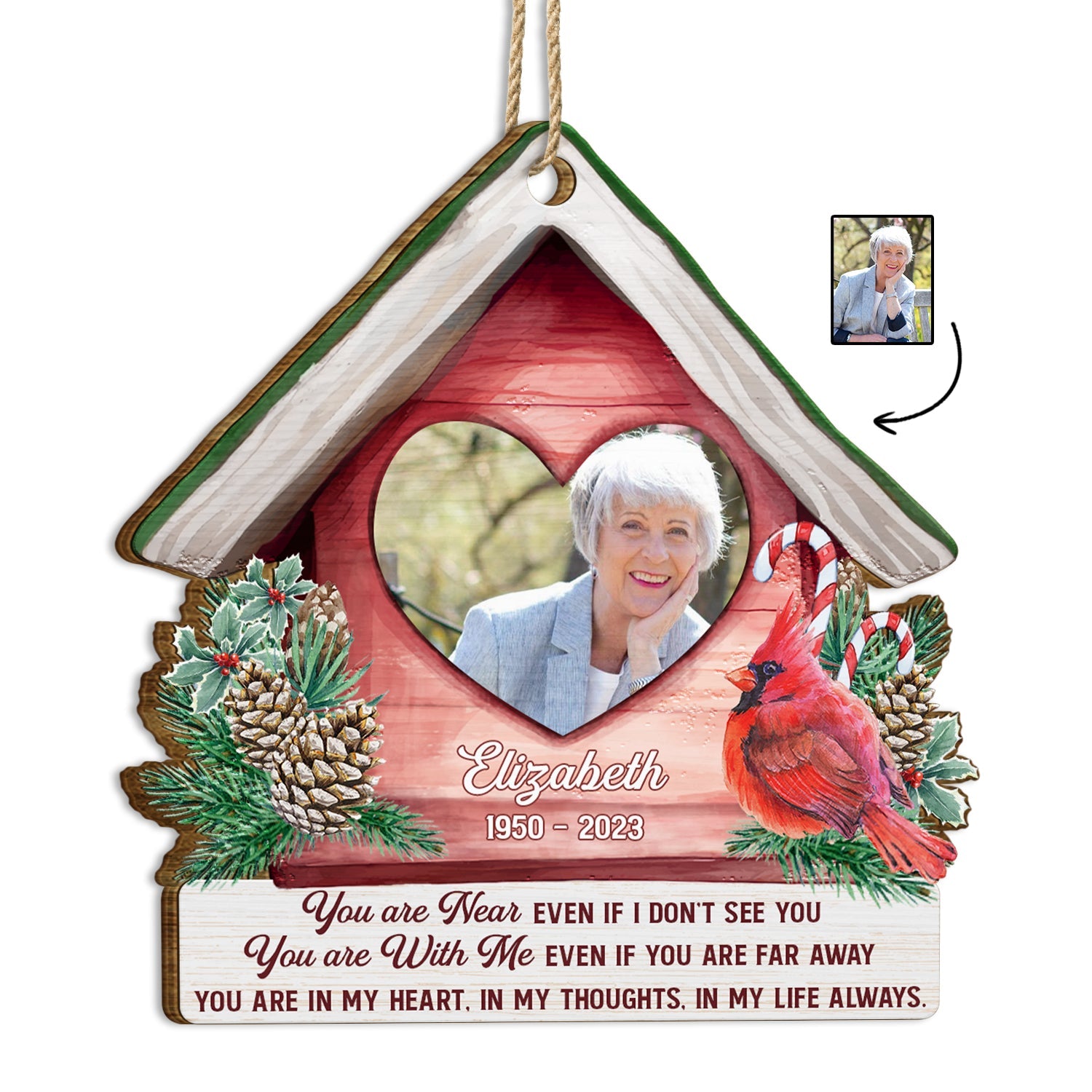 Custom Photo You Are In My Heart - Christmas, Memorial Gift - Personalized Custom Shaped Wooden Ornament ORNA1210
