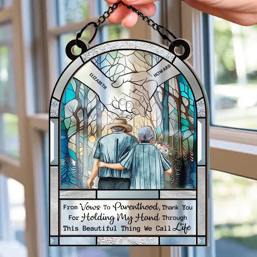 Holding My Hand - Personalized Window Hanging Suncatcher Ornament ORNA1210