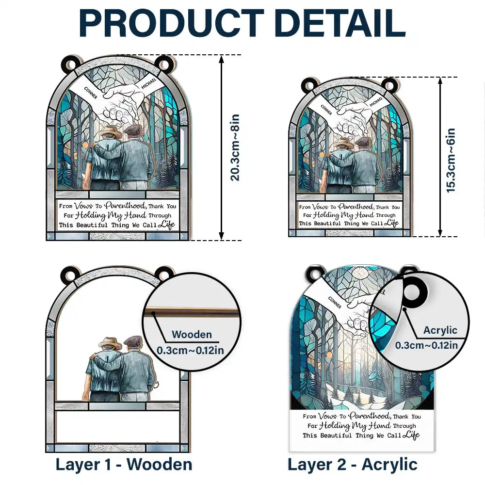 Holding My Hand - Personalized Window Hanging Suncatcher Ornament ORNA1210