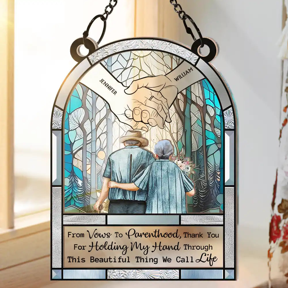 Holding My Hand - Personalized Window Hanging Suncatcher Ornament ORNA1210