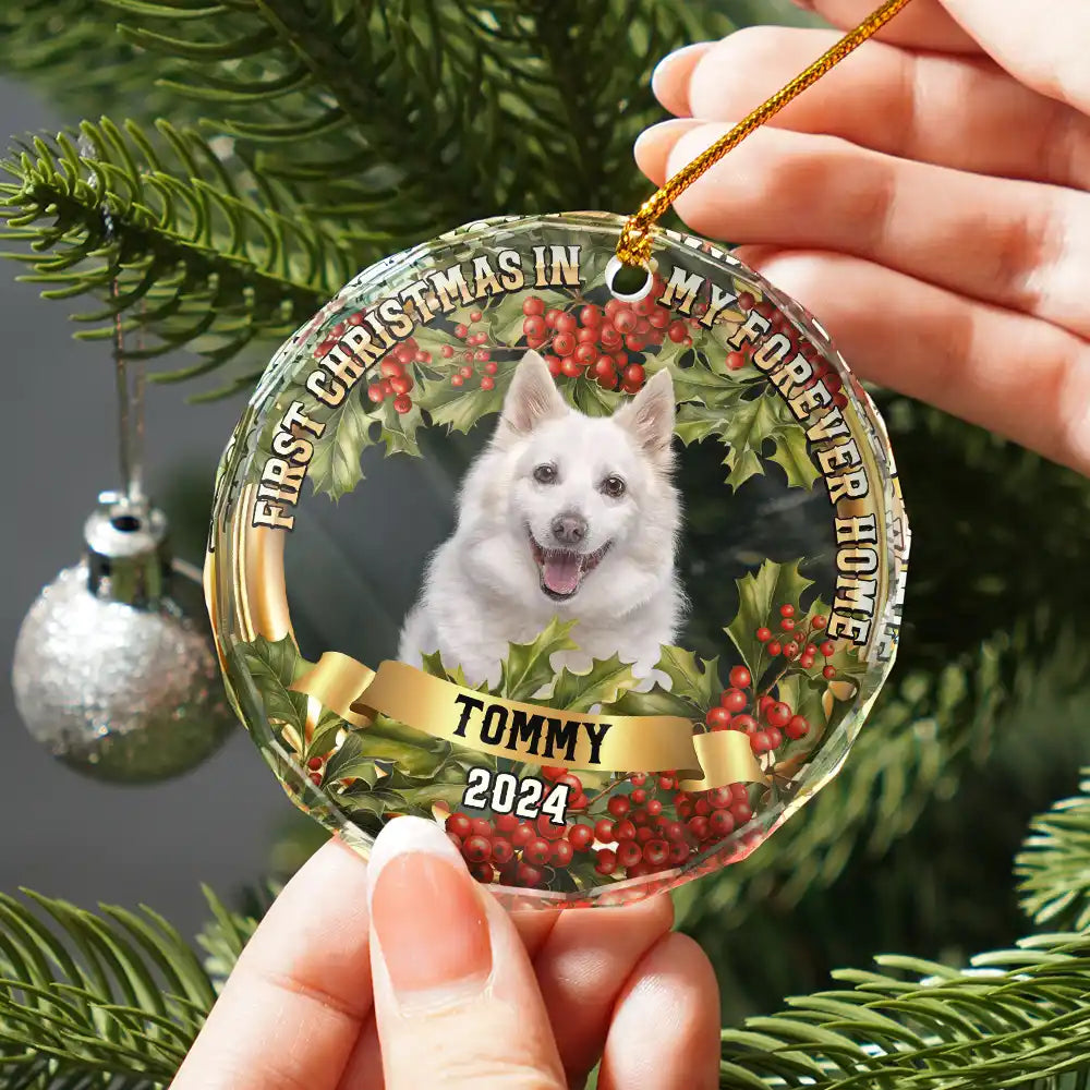 Custom Photo In My Forever Home - Personalized Circle Glass Ornament ORNA1210