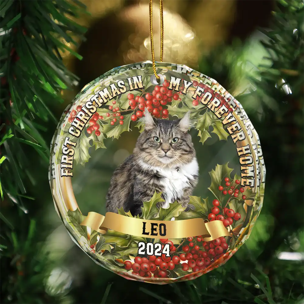 Custom Photo In My Forever Home - Personalized Circle Glass Ornament ORNA1210