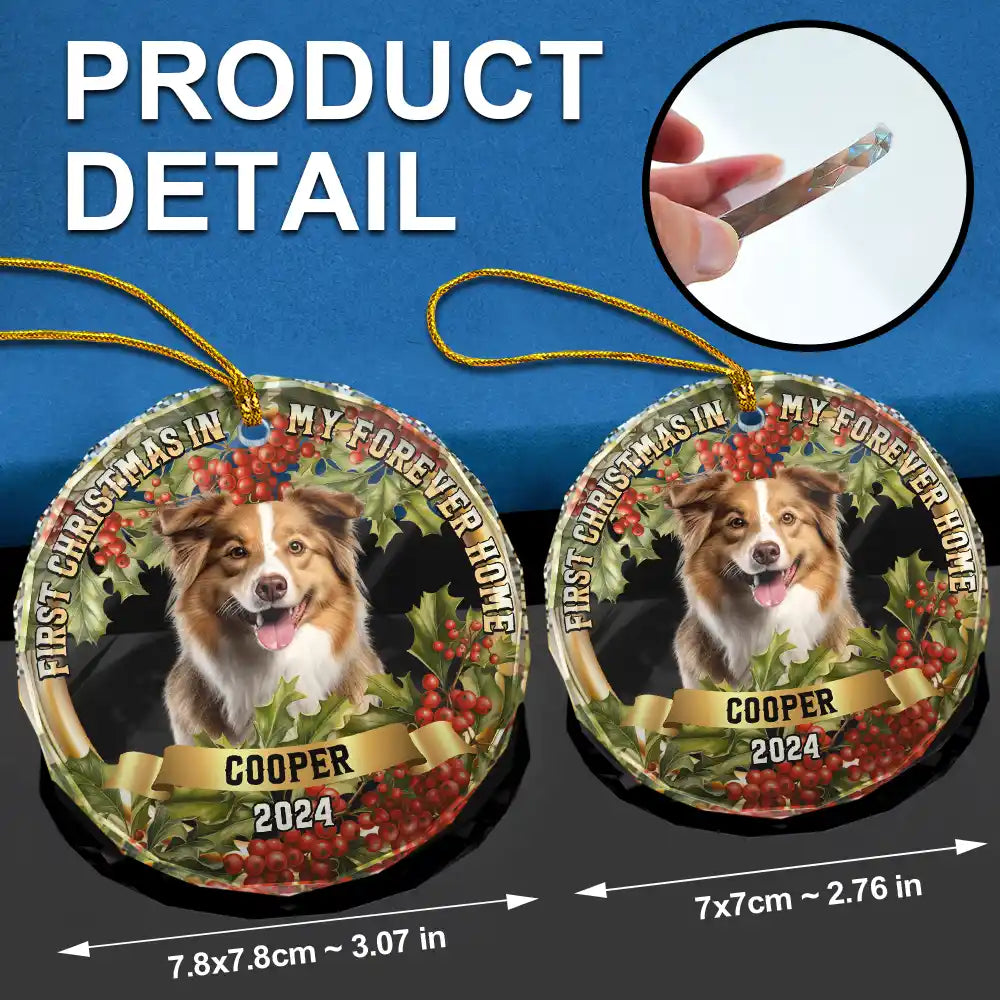 Custom Photo In My Forever Home - Personalized Circle Glass Ornament ORNA1210