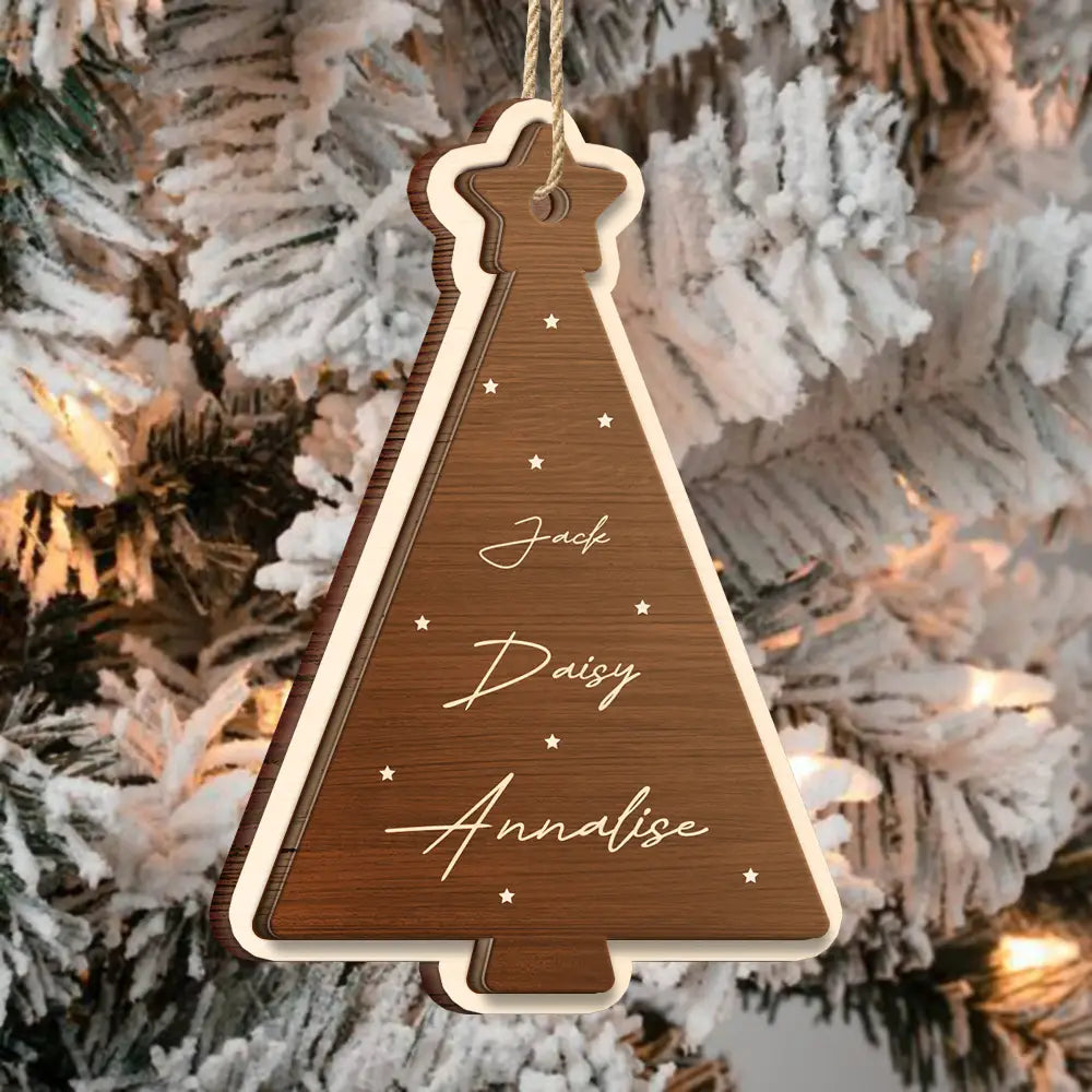 Family Bestie Coworker Names Christmas Tree - Personalized 2-Layered Wooden Ornament ORNA1210