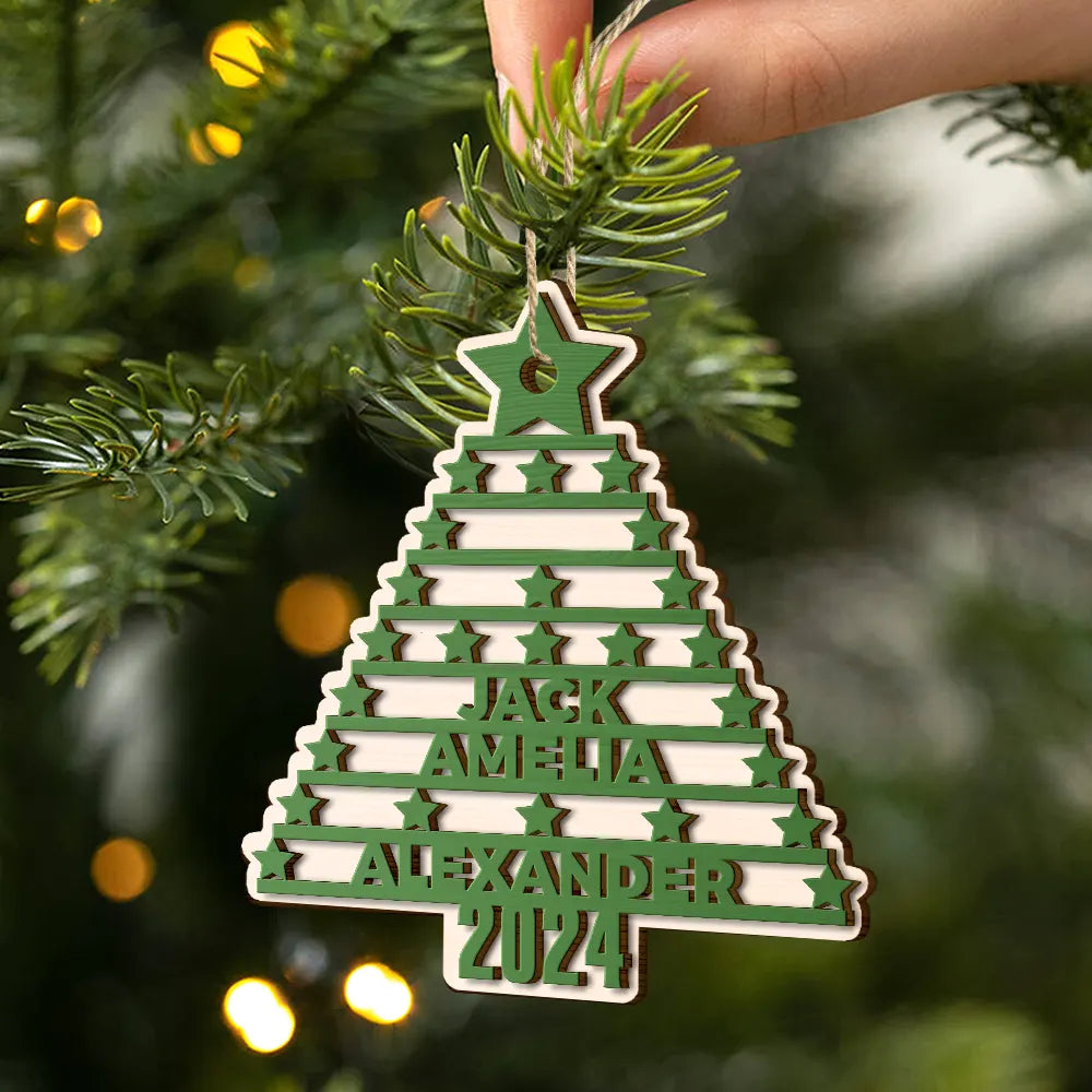 Christmas Tree Family Bestie Coworker Custom Name - Personalized 2-Layered Wooden Ornament ORNA1210