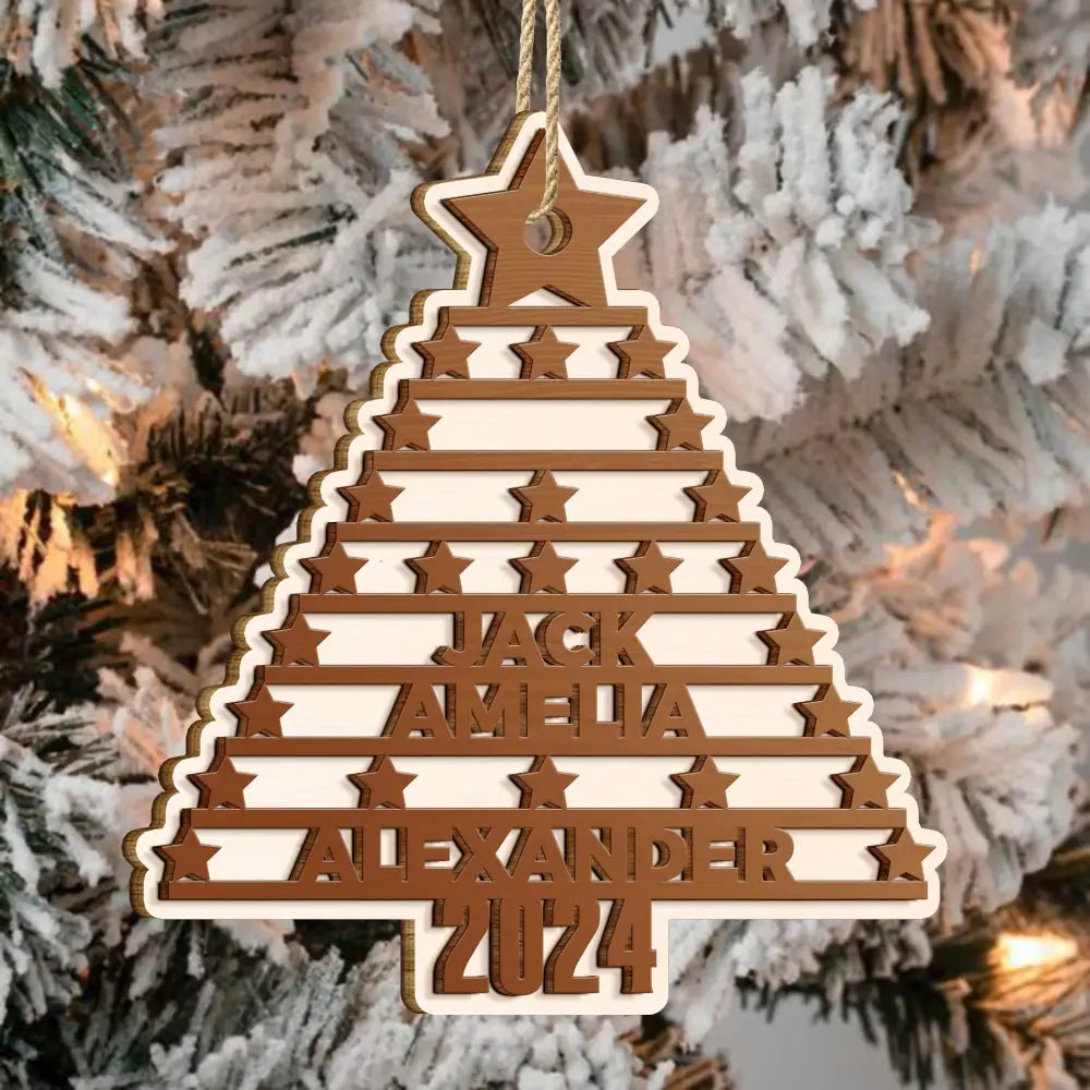 Christmas Tree Family Bestie Coworker Custom Name - Personalized 2-Layered Wooden Ornament ORNA1210