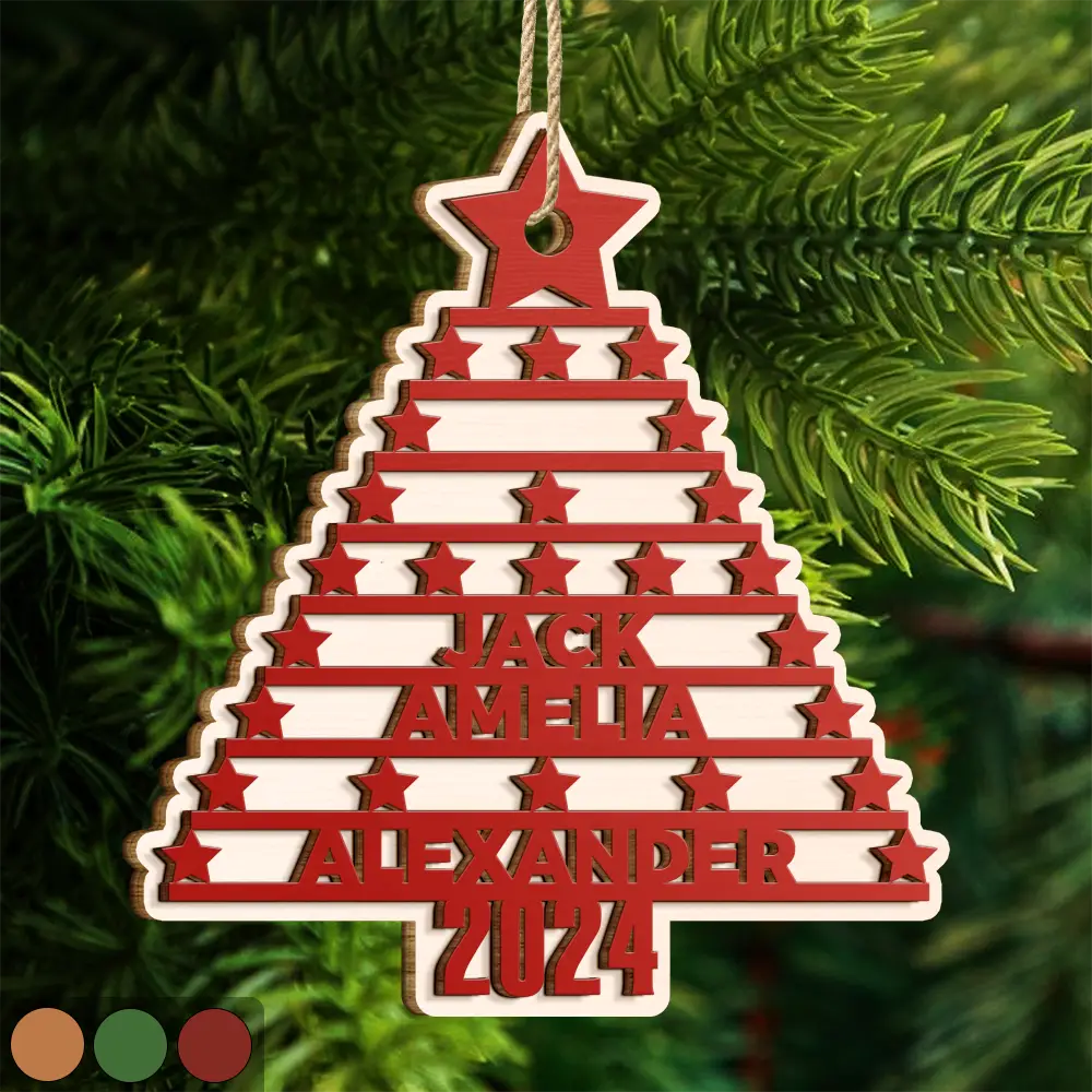 Christmas Tree Family Bestie Coworker Custom Name - Personalized 2-Layered Wooden Ornament ORNA1210