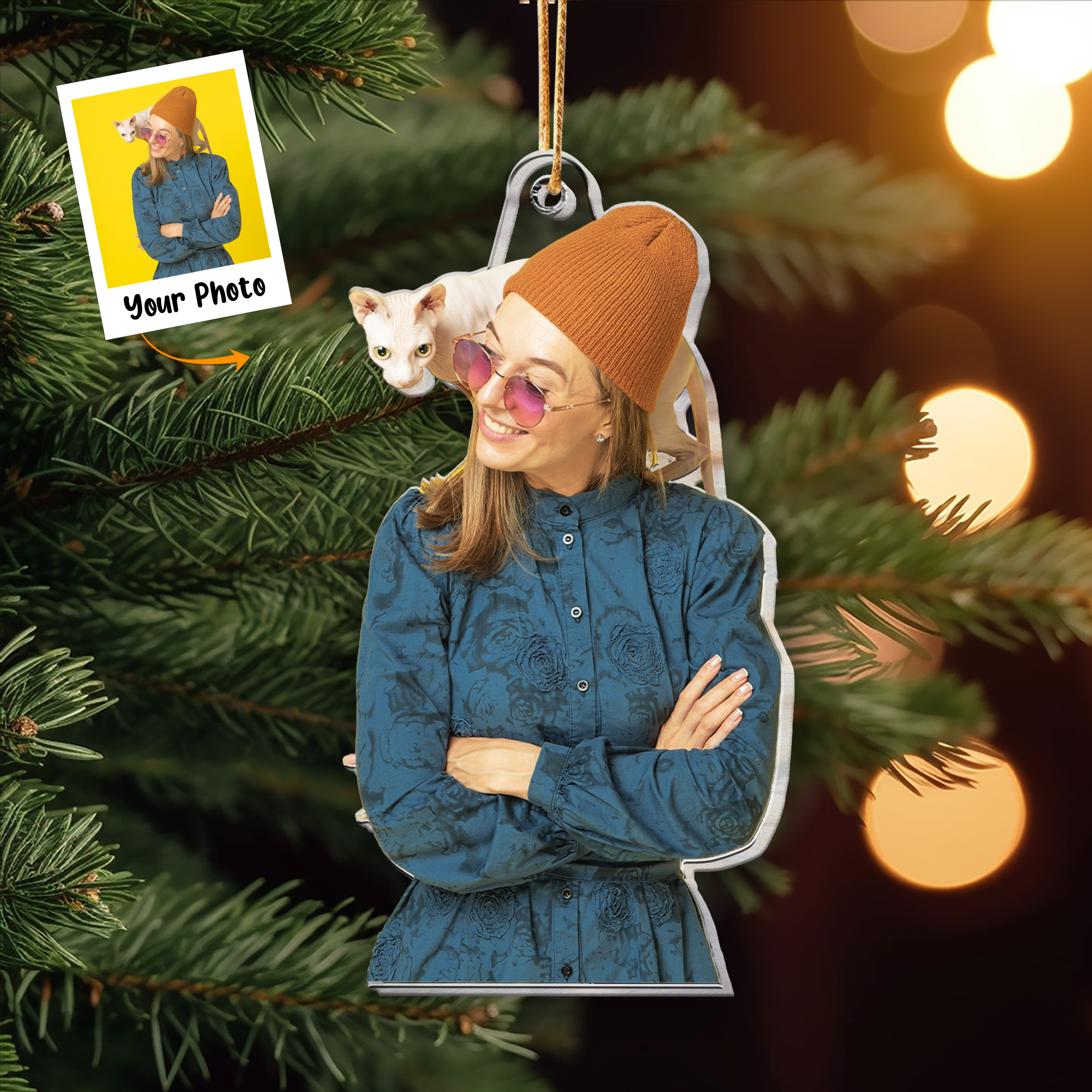 Gift For Cat Lovers Cat Mom Cat Dad - Personalized Acrylic Photo Ornament ORNA1210