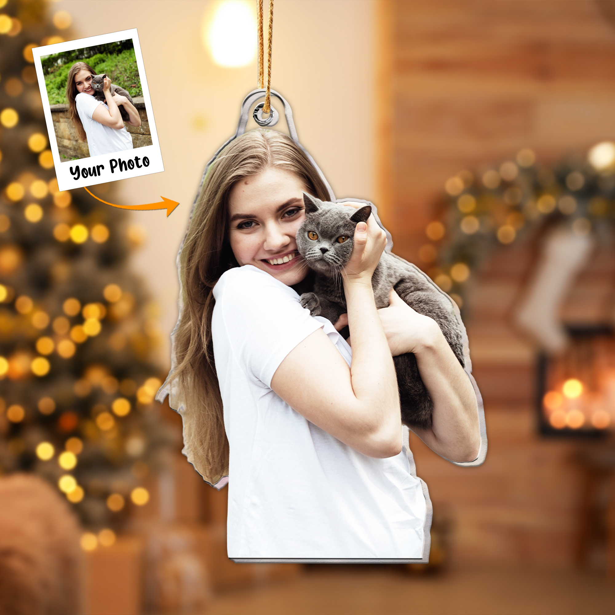 Gift For Cat Lovers Cat Mom Cat Dad - Personalized Acrylic Photo Ornament ORN0810